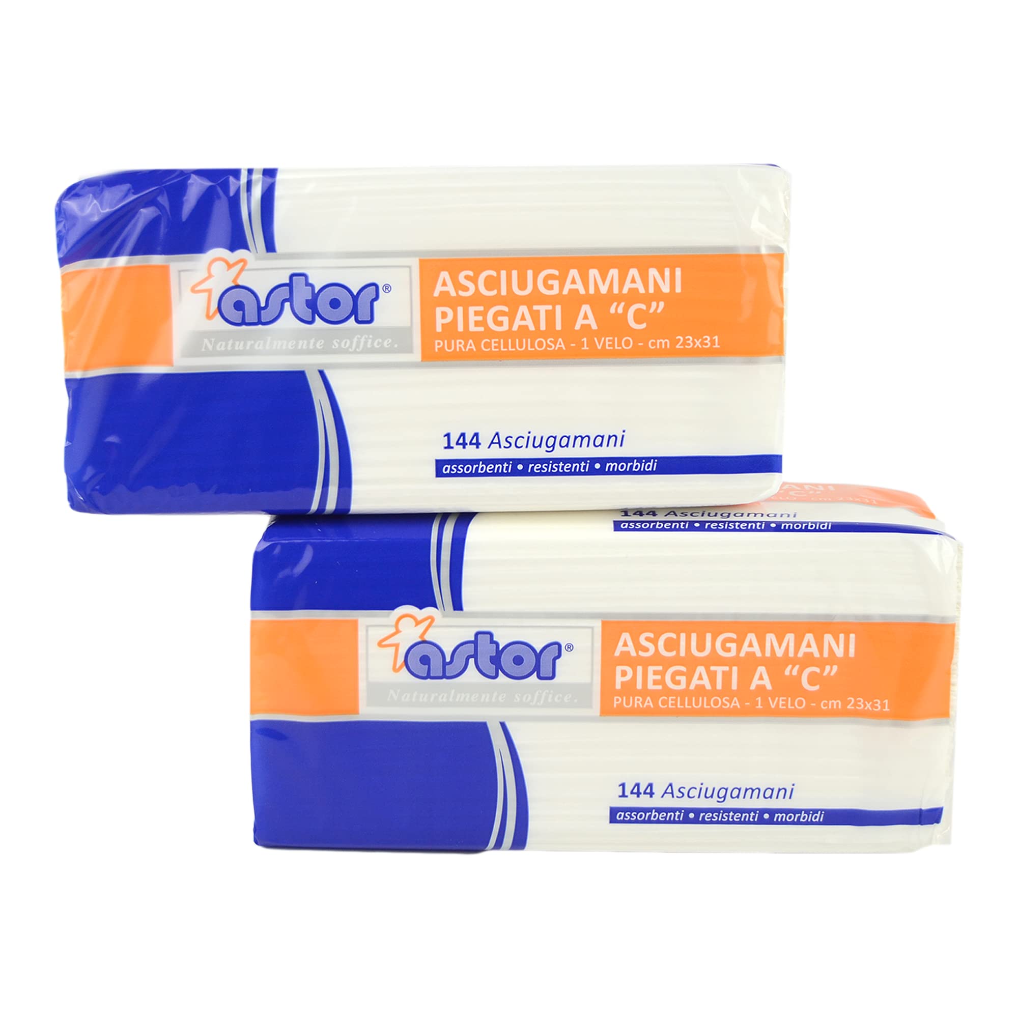 PZ 8 PACCHI DA 144 ASCIUGAMANI PURA CELLULOSA PIEGATI A "C" 1 VELO CM 23X31 PER DISPENSER AUTOGRILL, BAGNI, FAZZOLETTI
