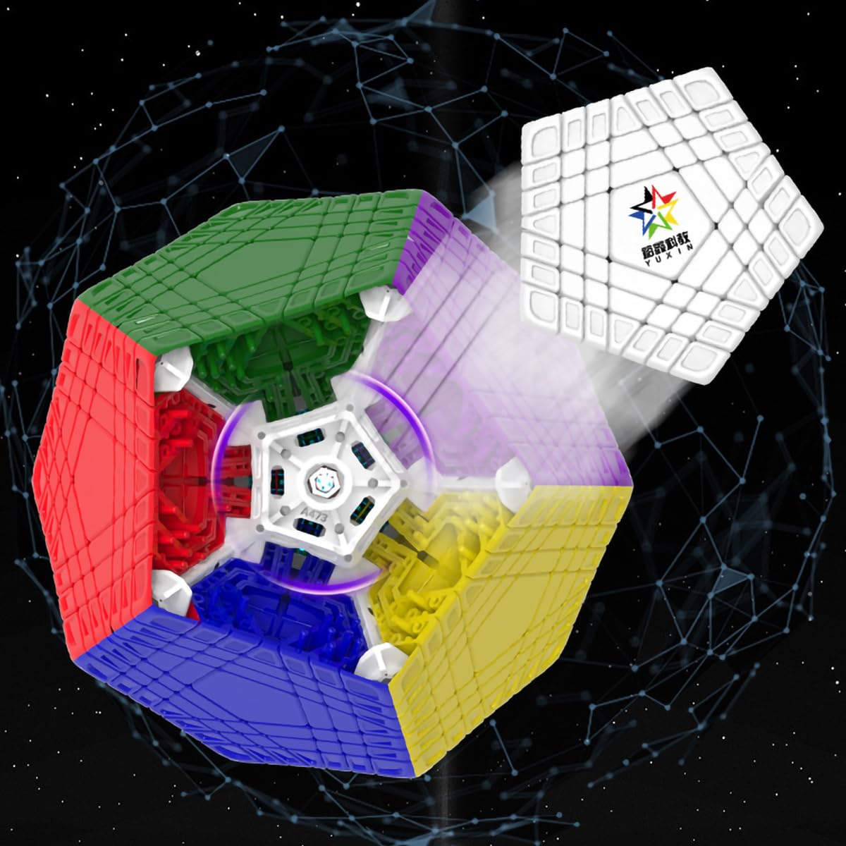 FunnyGoo YuXin HuangLong 7x7 Dodecahedron 12 Surface Gigaminx Megaminx 7x7x12 Magic Puzzle Cube Stickerless with cube stand - Image 4