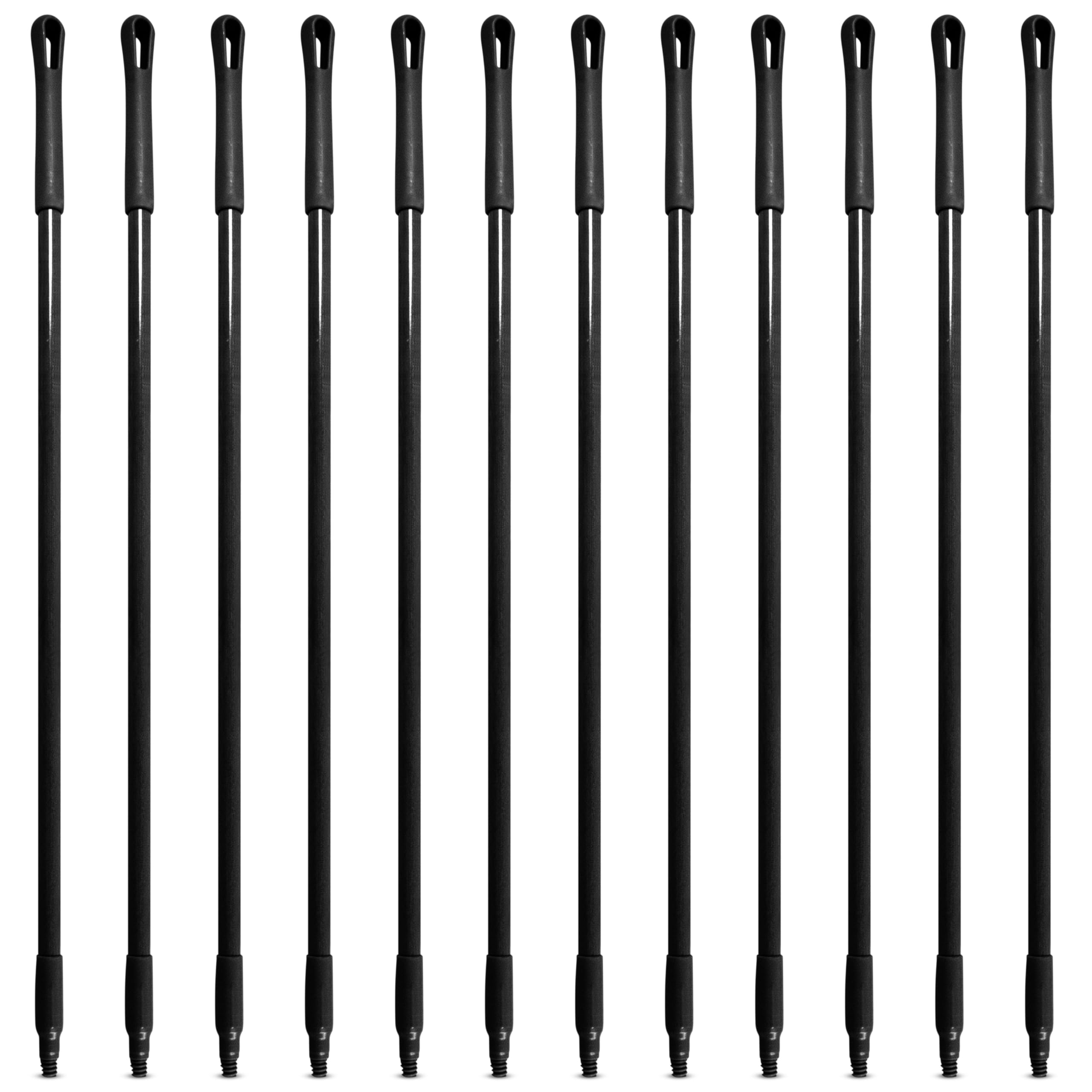SPARTA 41225EC03 Fiberglass Broom Handle, Mop Handle, Replacement Handle With Acme Threaded Tip For Commercial Cleaning, 48 Inches, Black, (Pack of 12