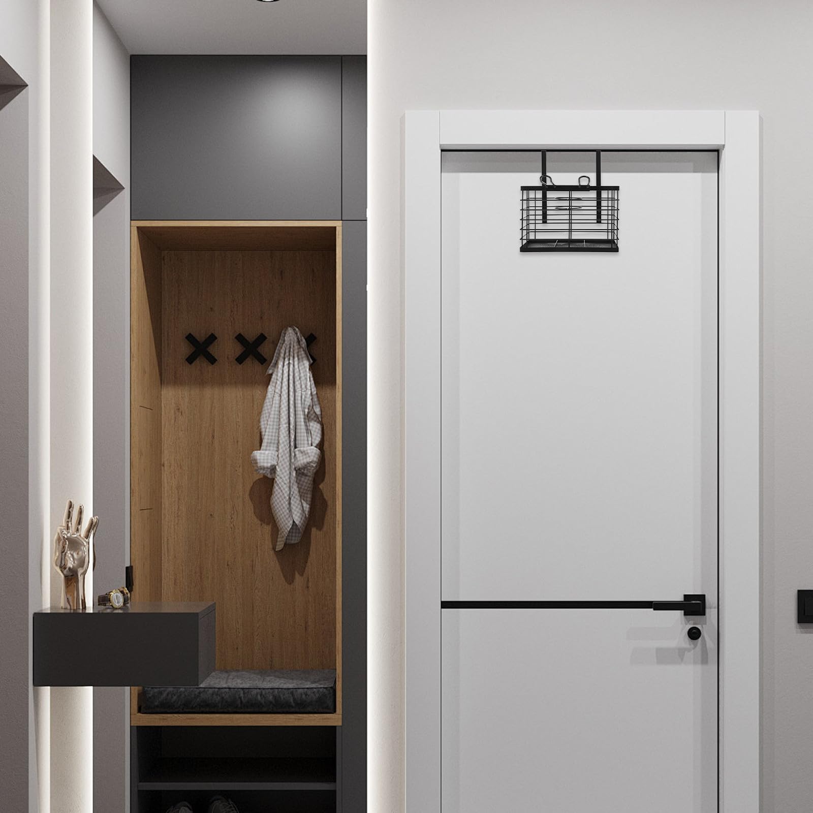 LALAFINA Soporte para Secador de Pelo de Hierro Negro Almacenamiento Amplio y Ahorro de Espacio para Baño y Dormitorio Hogar