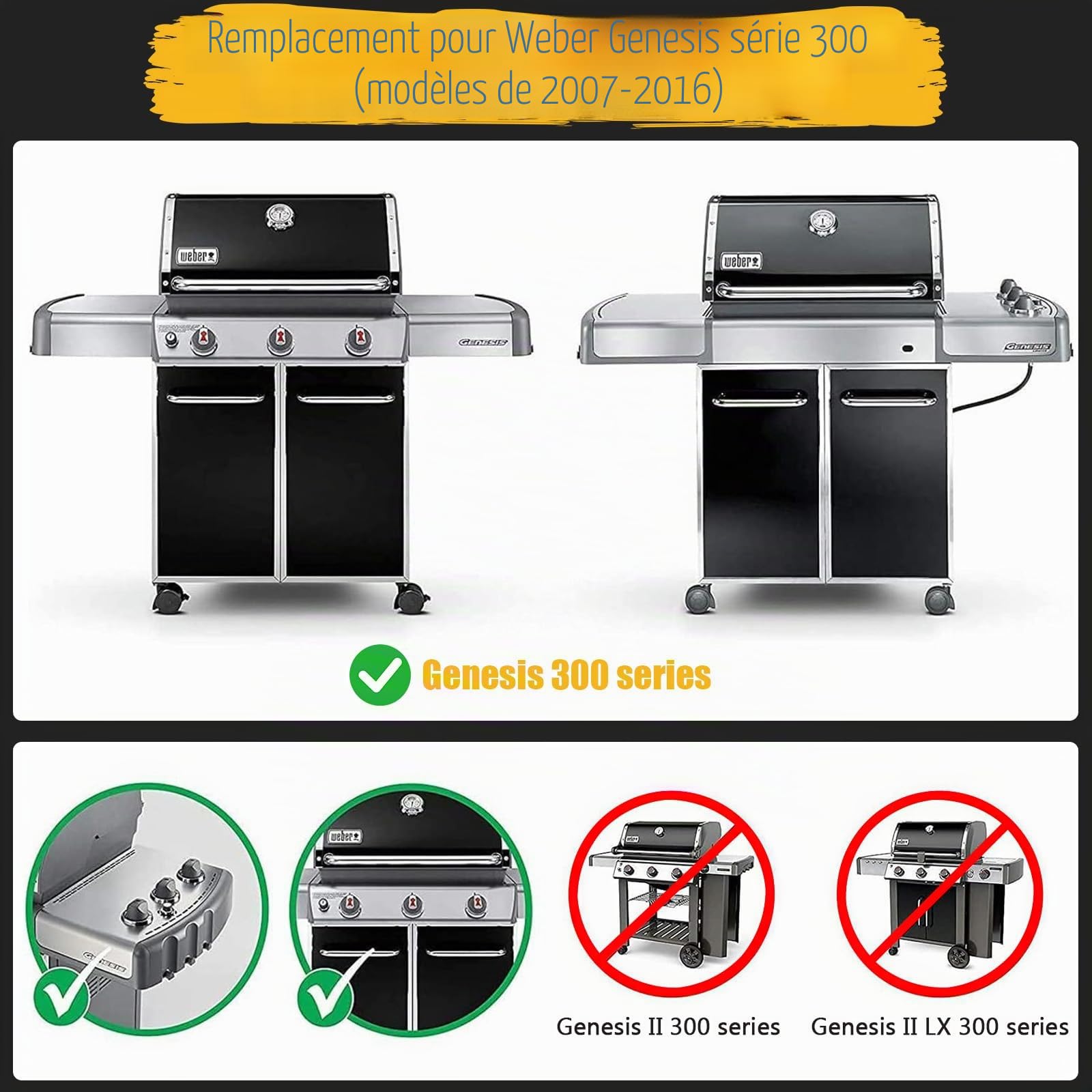 Bar.B.Q.S Grilles de cuisson en porcelaine et fonte émaillée pour grils Genesis EP/S - 310, 320, 330 (2011-2016), E-330, Genesis E-310, Genesis E-320, Genesis E-330 (2011-2016)