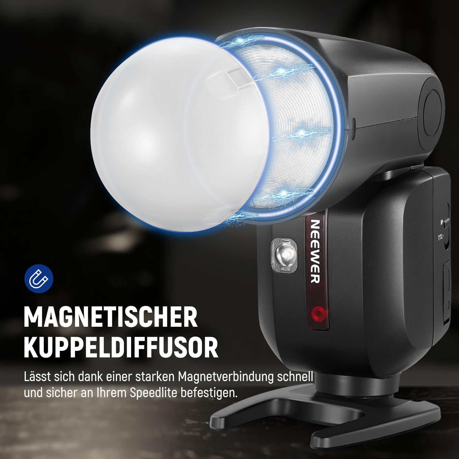NEEWER Z2-N 2,4GHz TTL Flash mit Rundkopf, kompatibel mit Nikon, 600 Blitz bei voller Leistung, 3000mAh 76Ws 1/8000s HSS, 2 Einstelllampen, Lichtdiffusor, TTL/M Umschalttaste für 2,4GHz Q System