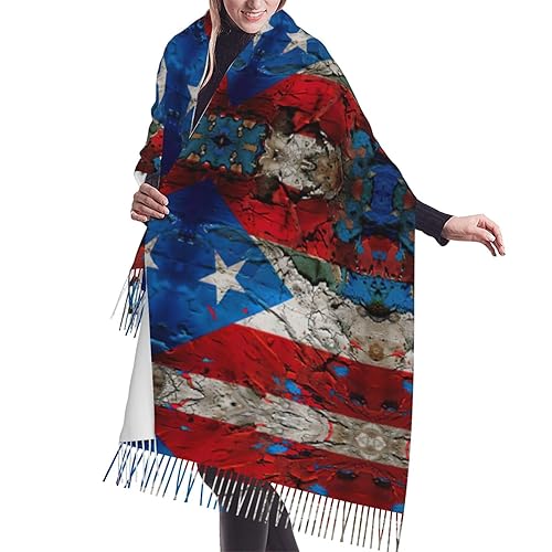 puerto rico wallpaper flag print Cashmere imitation tassel shawl Warm
