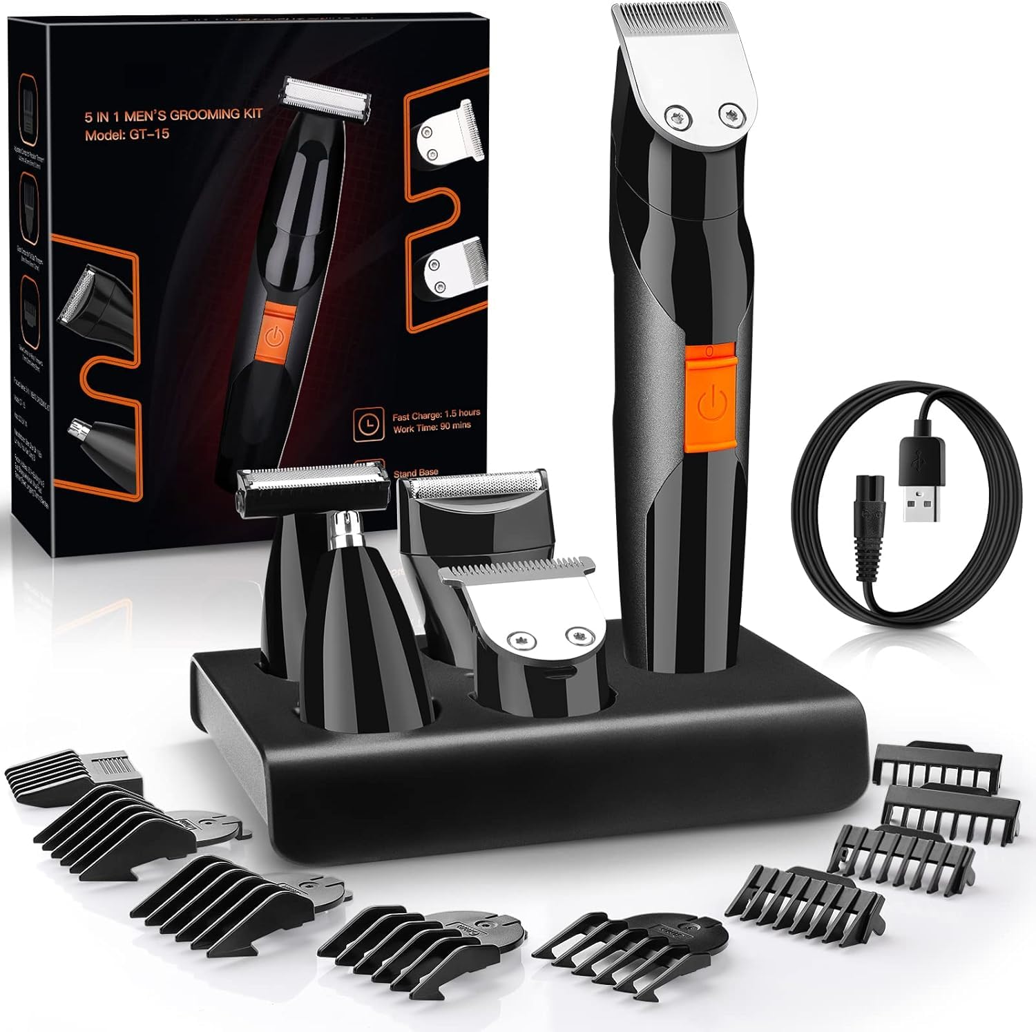 Beard Trimmer for Men, Mens Beard Face Hair Trimmer Cordless Washable Facial Nose Mustache Trimmer Groomer, Electric Razor for Men 5 in 1 Body Grooming Kit for Men USB Rechargeable Beard Trimmer for Men, Mens Beard Face Hair Trimmer Cordless Washable Facial Nose Mustache Trimmer Groomer, Electric Razor for Men 5 in 1 Body Grooming Kit for Men USB Rechargeable