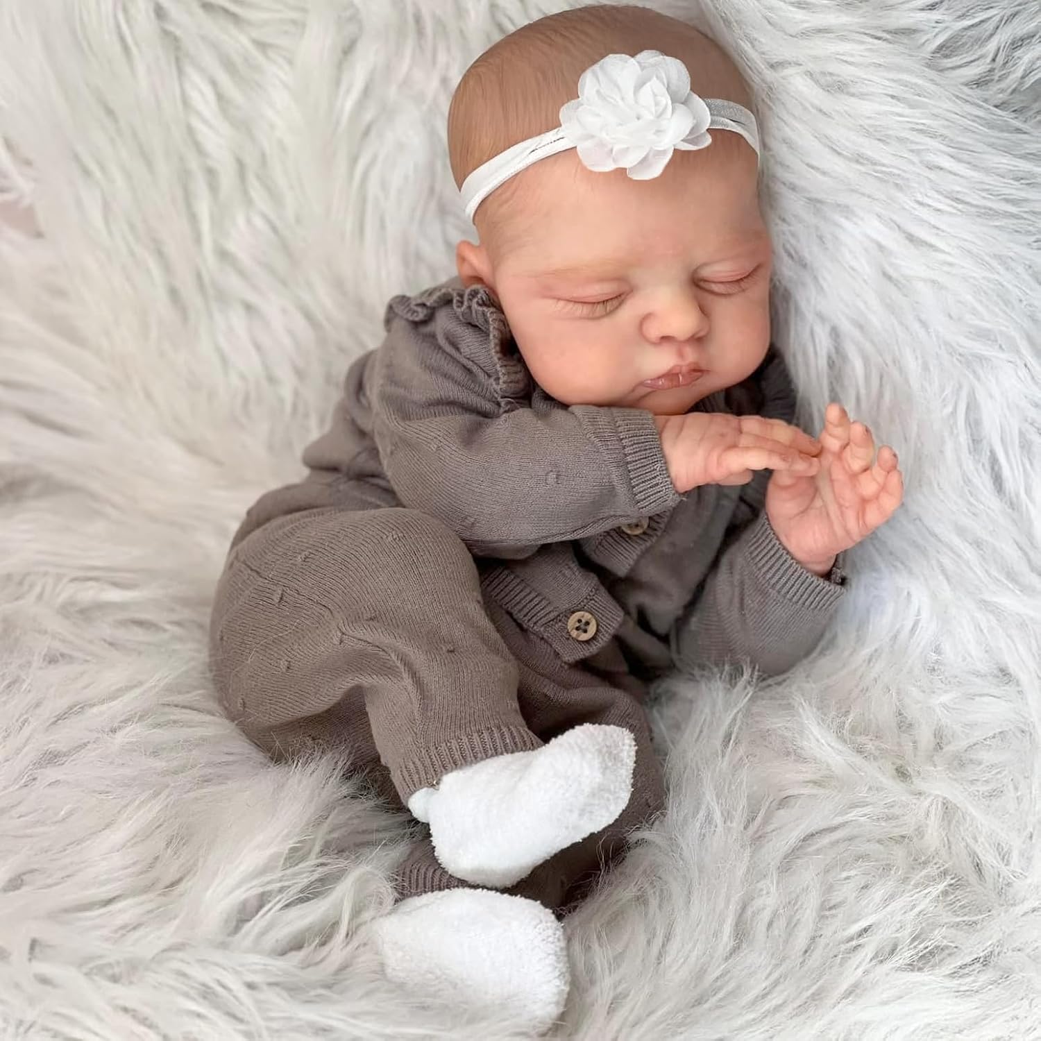 Real Life Reborn Bambola che dorme, 45,7 cm, realistica, in tessuto morbido, con capelli dipinti che sembrano realistici, con kit di alimentazione per bambini dai 3 anni in su