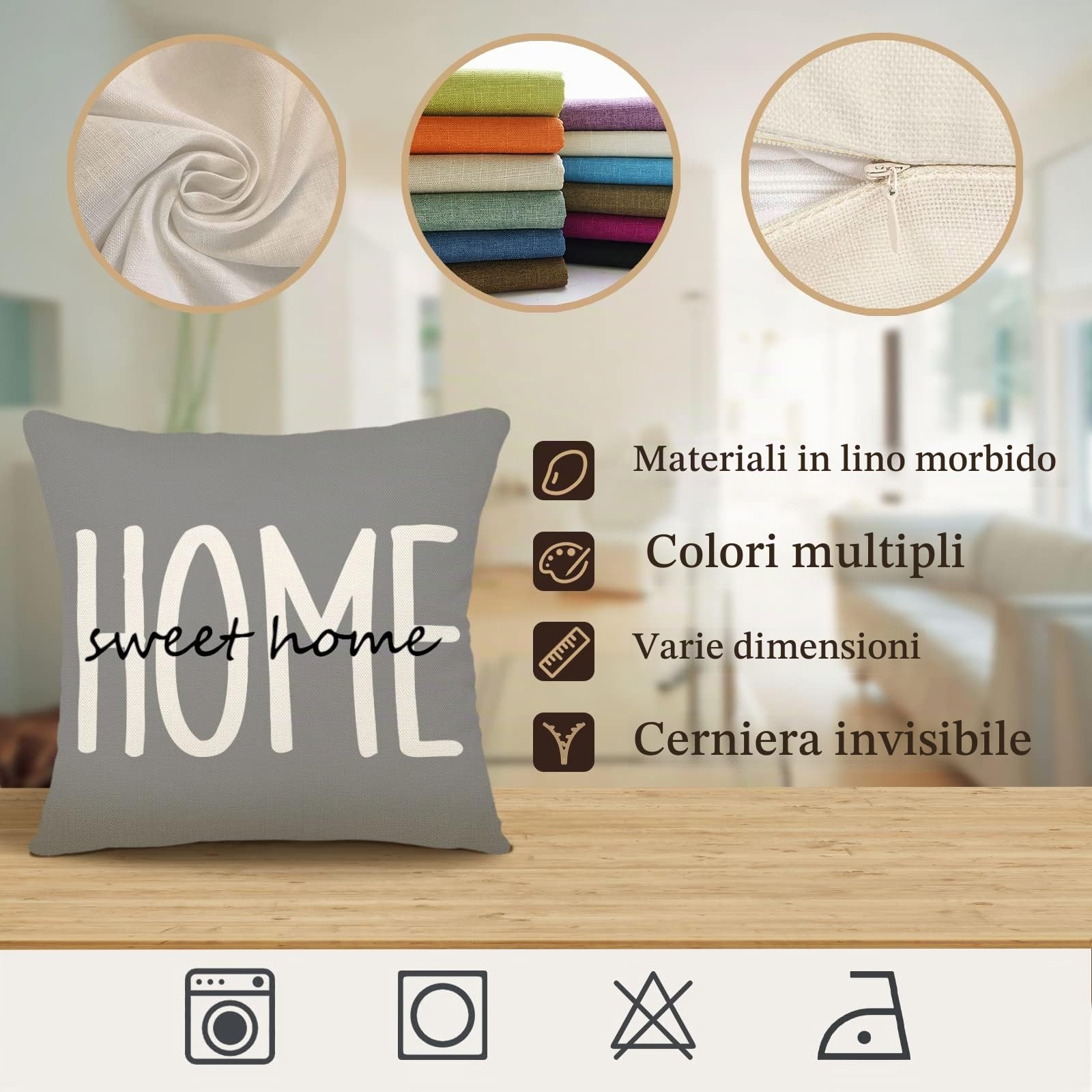 YCOLL Federe Cuscini Divano 40 x 40 Set di 4 Cuscini per Divano in Lino Cuscini da esterno Cuscini Decorativi Motivo Geometrico Cuscini Divano Soggiorno da Letto Copricuscino 40 x 40 Grigio chiaro