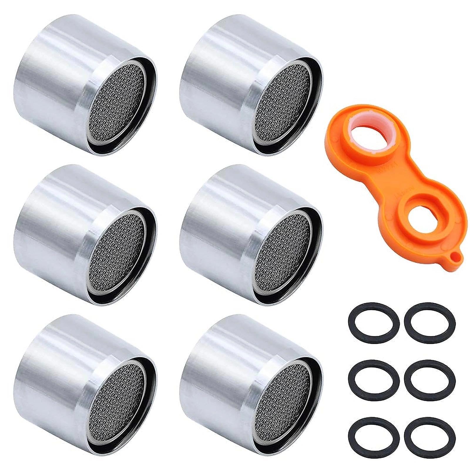 Janeyi Women's (6 Pieces) Tap Aerator Replacement M22 Stainless Steel Kitchen Bathroom Faucet Bubbler Filter Water Saving Tap Spouts Thread Nozzle With 6 Rubber Gaskets And A Faucet Aerator Wrench