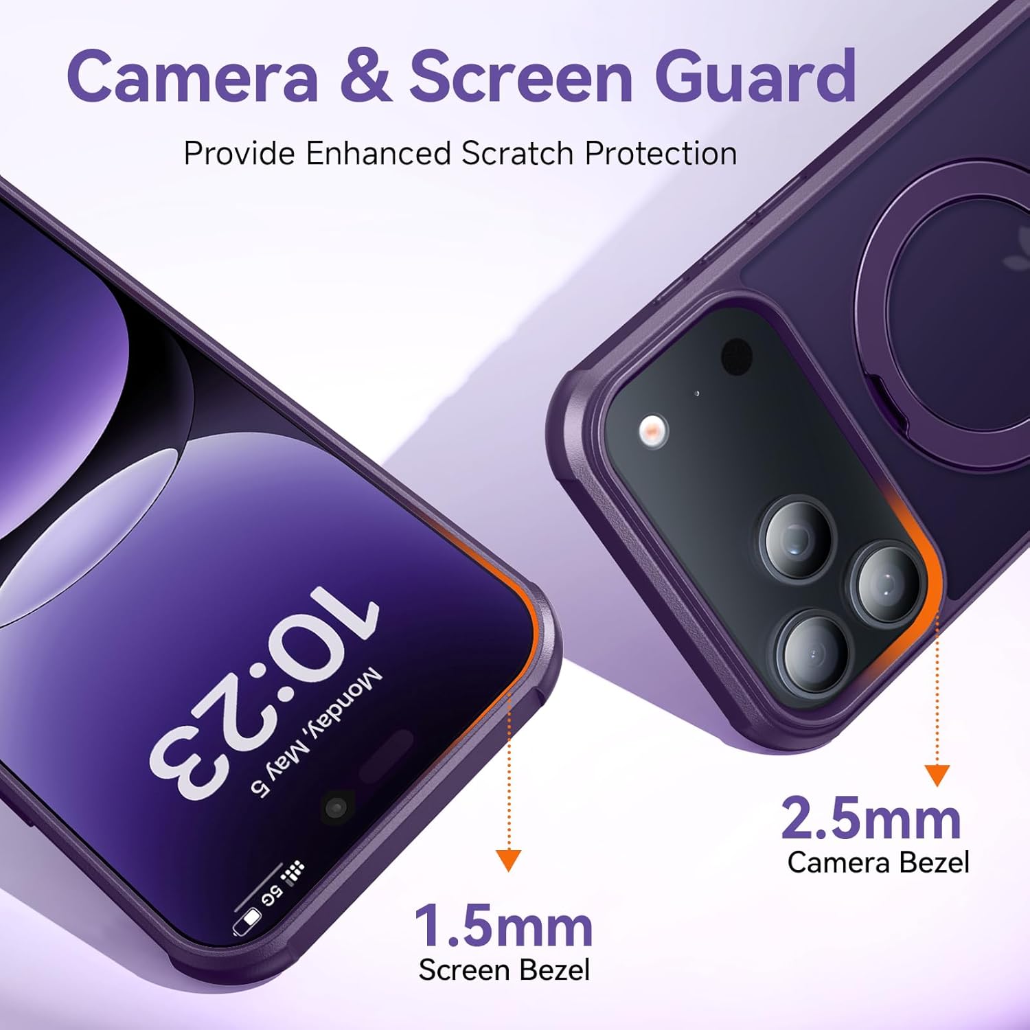 360 Spin Magnetic Stand (Pro-Version) for iPhone 17 Pro Case (Compatible with MagSafe) [Military Drop Protection] Matte Translucent Shockproof Protective Phone Case 6.3'', Purple