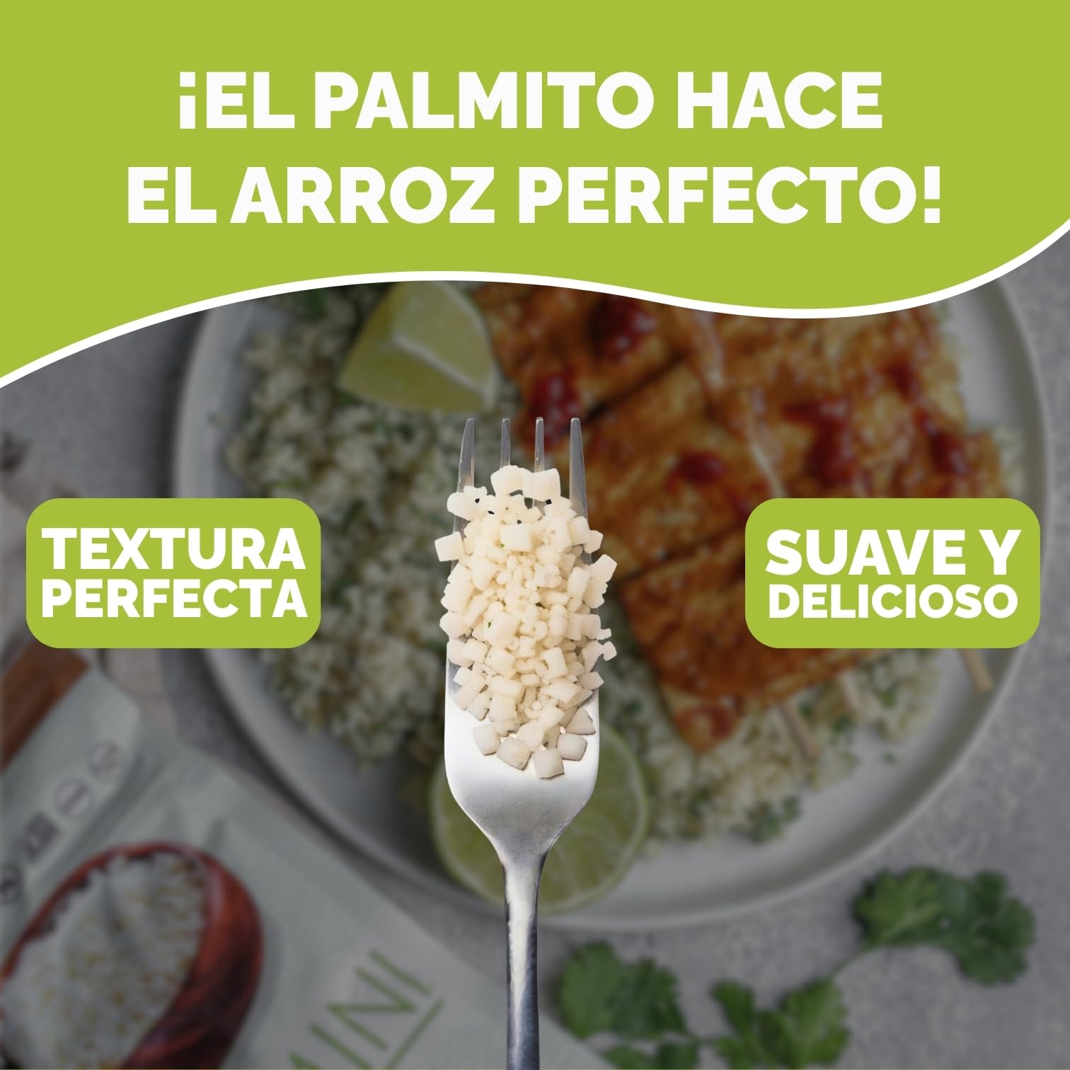 PALMINI Arroz - Palmito – Bajo en calorías – Bajo en carbohidratos – Keto - Vegano – Libre de OGM – Libre de Gluten – Sin azúcar – 338g | (Pack de 6 unidades)