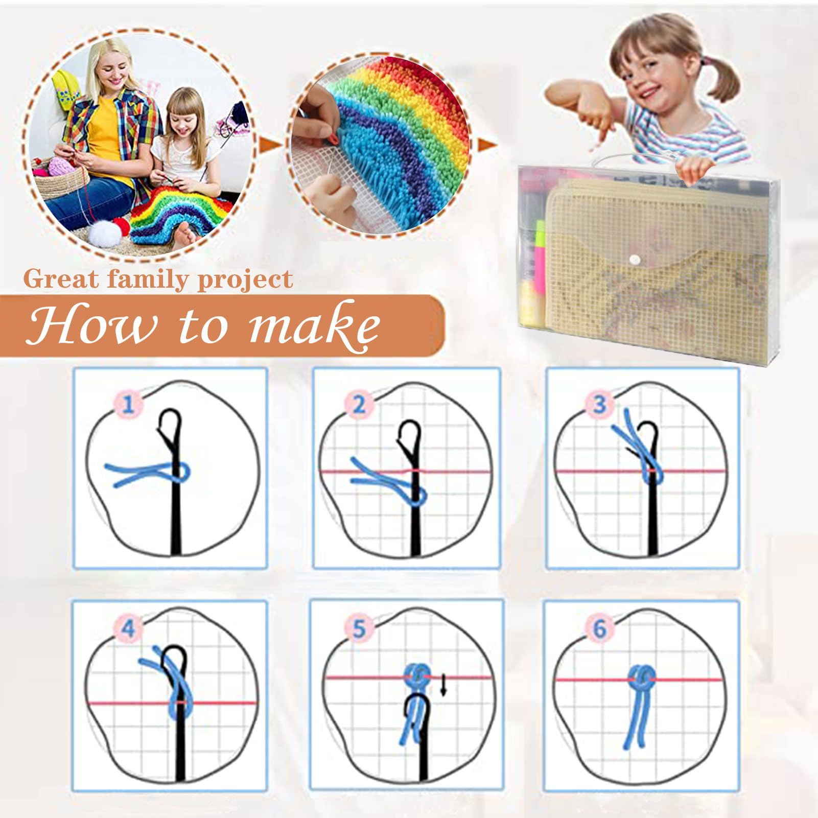 DIY Knüpfteppich Set 38x52cm - Latch Hook Kit Für Kinder & Erwachsene