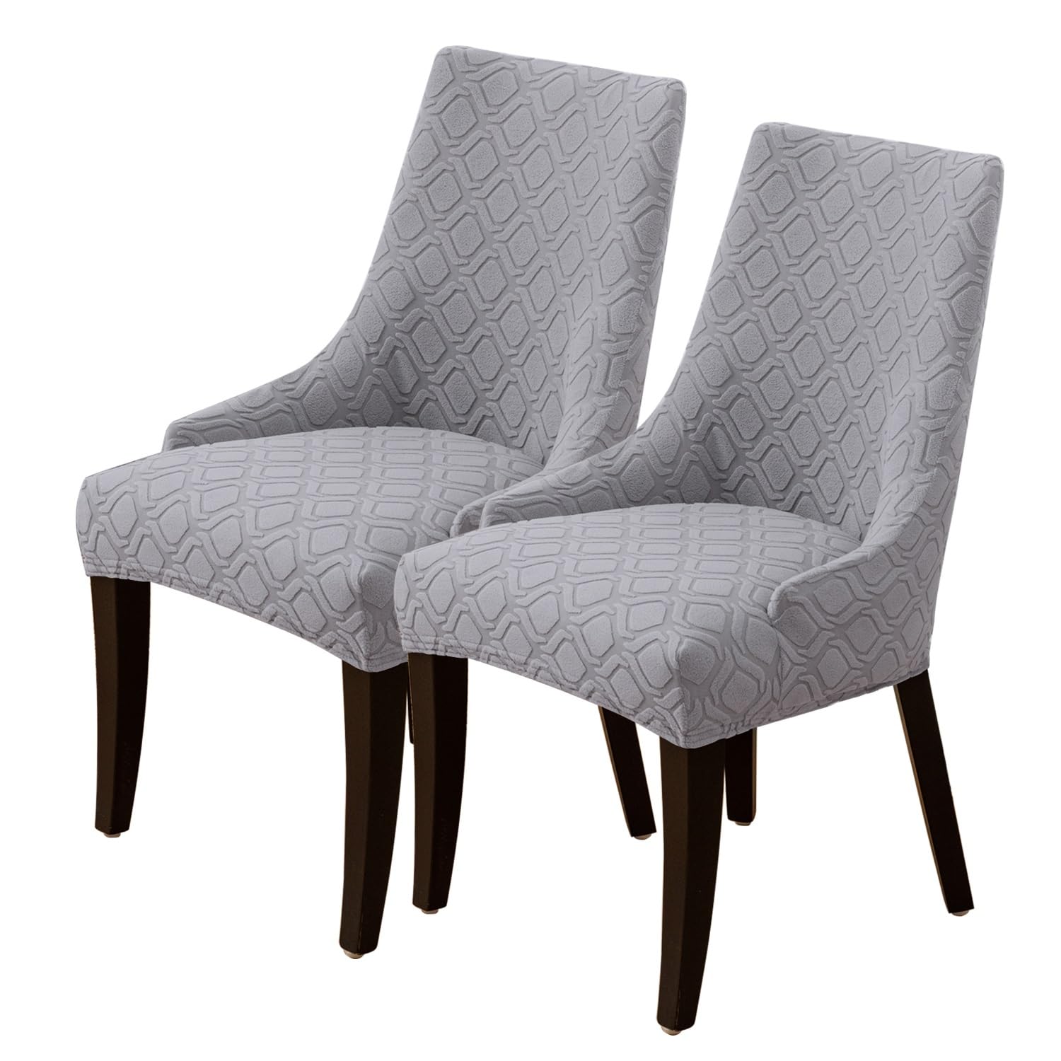 Fundas de Silla wingback Laterales elásticas con Brazos Inclinados, Protectores de Asiento de Acento tapizados Lavables extraíbles,Gris Claro B,2 Unidades
