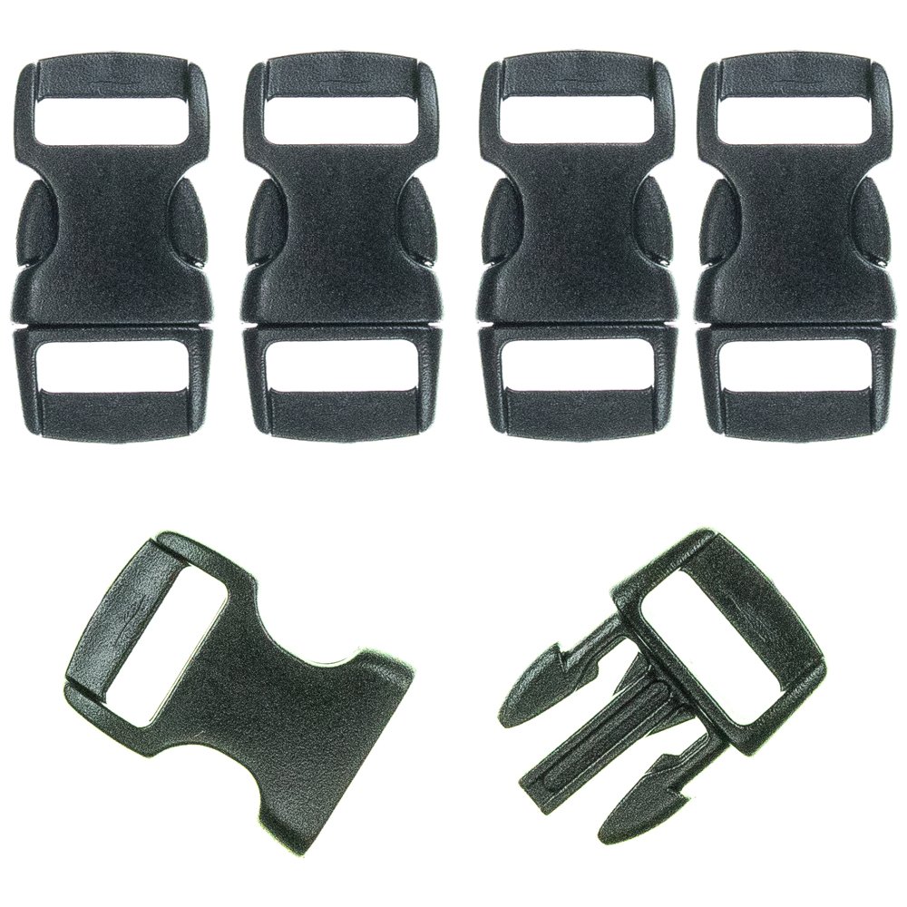 Craft County 3/8 Buckles - Contoured, Curved, Side Release, Plastic Buckles - Great for Crafting, Art Projects and More! (10 Pack, Black)