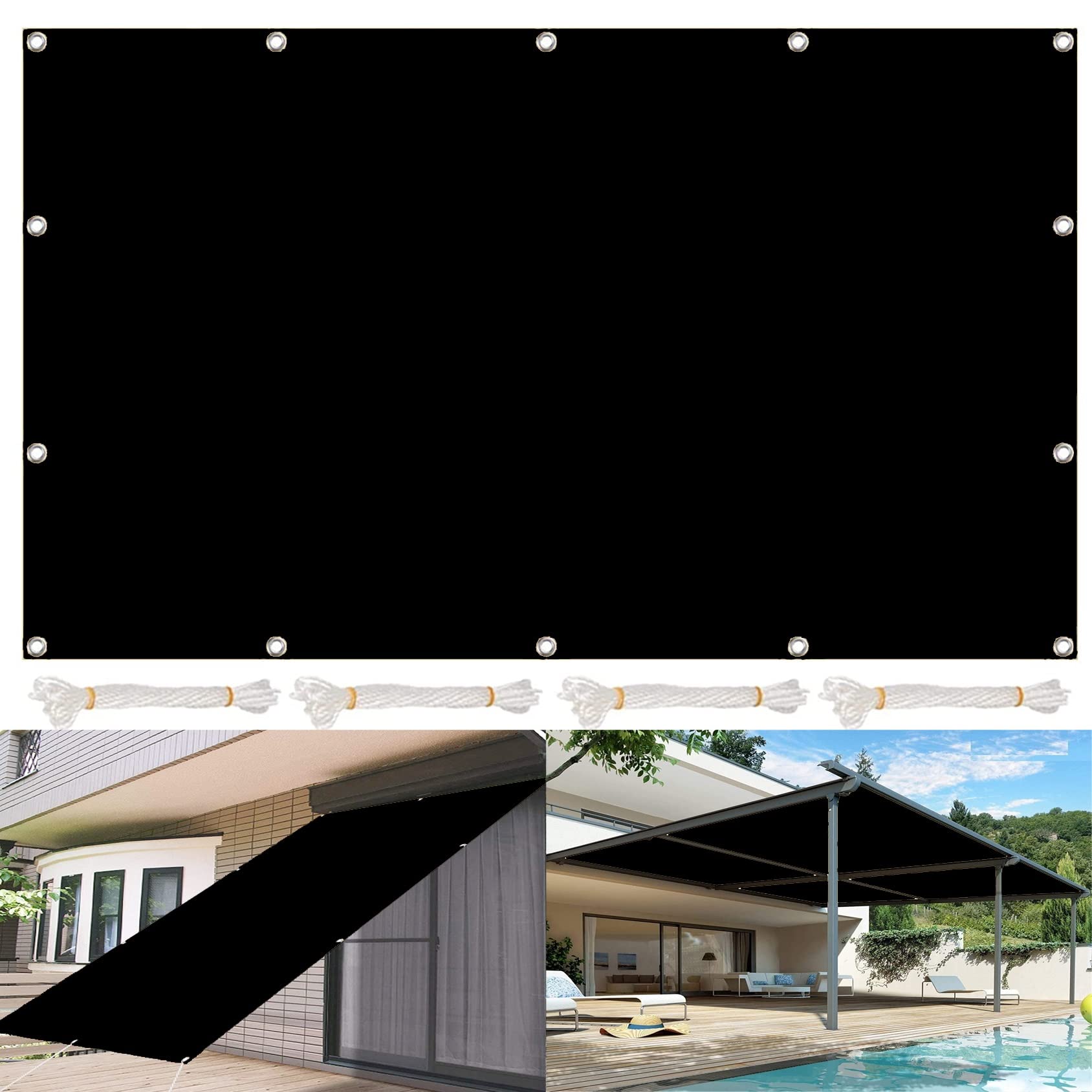 Garden Sun Shade Sail Canopy 2.5x2.5M Sunscreen Awning Canopy 98% UV Sun Shade Sail Garden Sun Shade Sail with Free Rope For Patio Party Backyard Yard Camping, Black, 21985