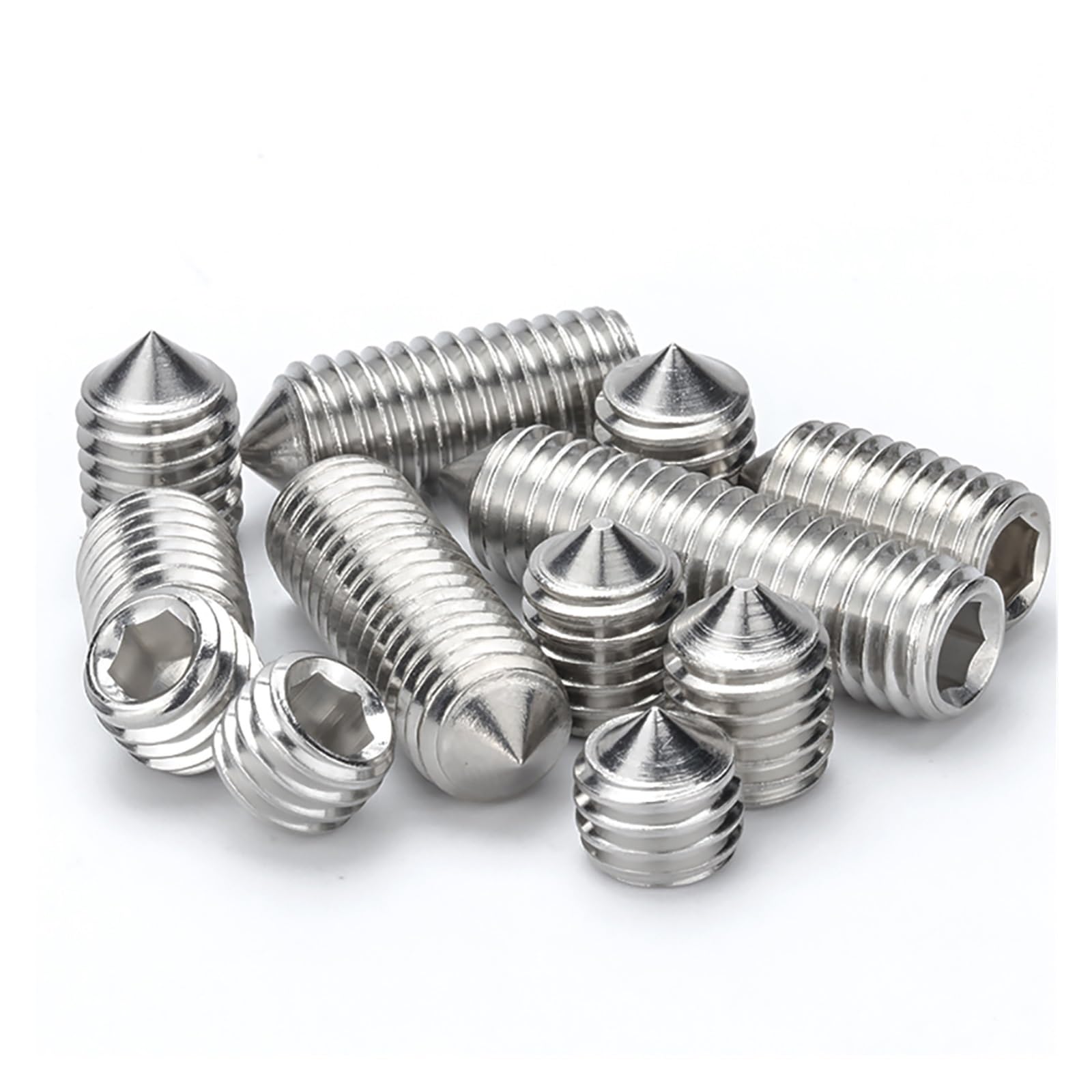 Tornillos de fijación hexagonales, 50 piezas M5 acero inoxidable DIN914, tornillos sin cabeza punta cónica(M5*6)