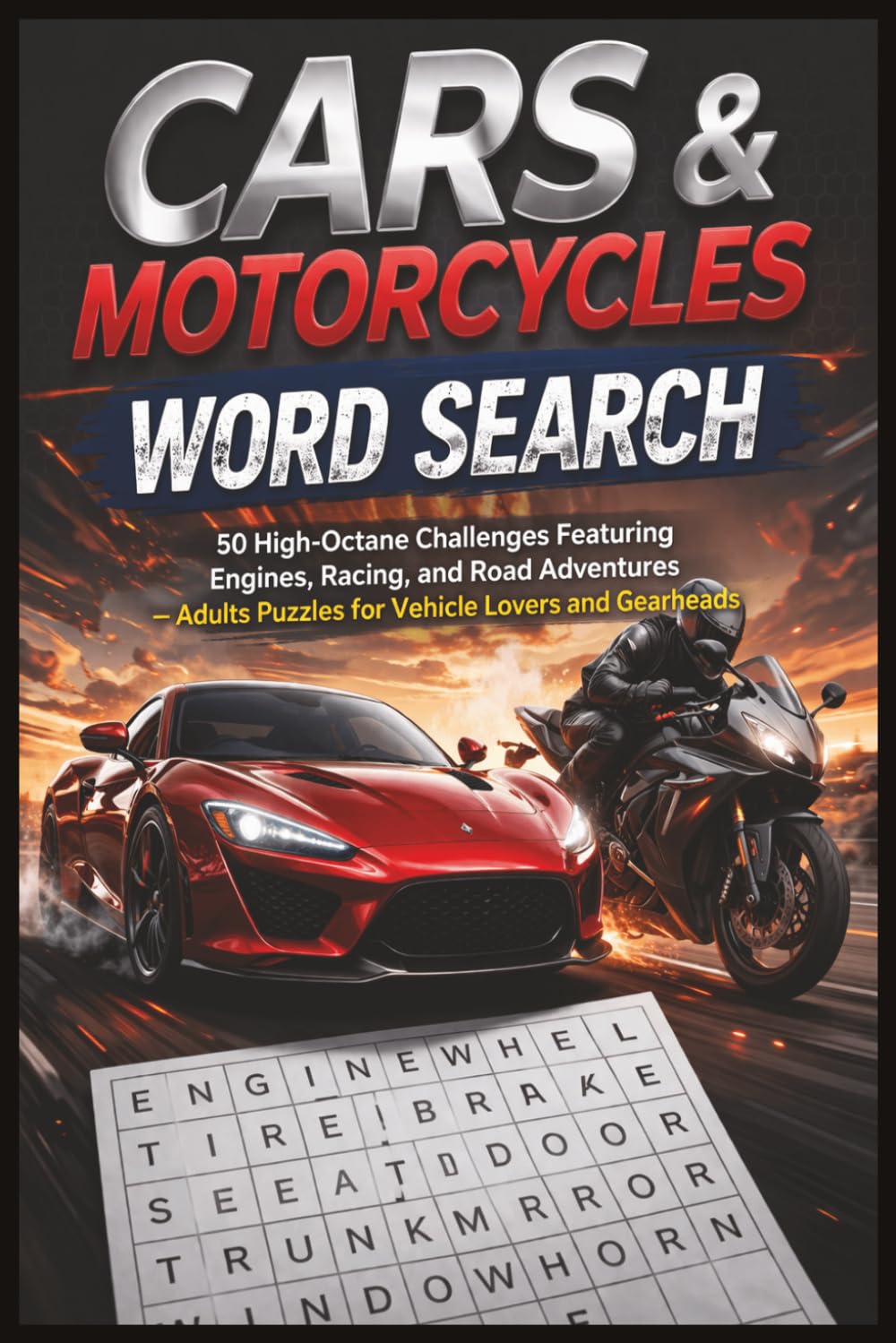 Cars & Motorcycles Word Search: 50 High-Octane Challenges Featuring Engines, Racing, and Road Adventures — Adults Puzzles for Vehicle Lovers and Gearheads (Word search books collection)