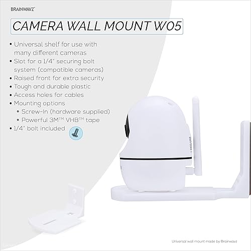 Miniatura 8 de Estante pequeño de montaje en pared sin tornillos para monitores de bebé, cámaras de seguridad, altavoces, decoración, plantas y más, fuerte