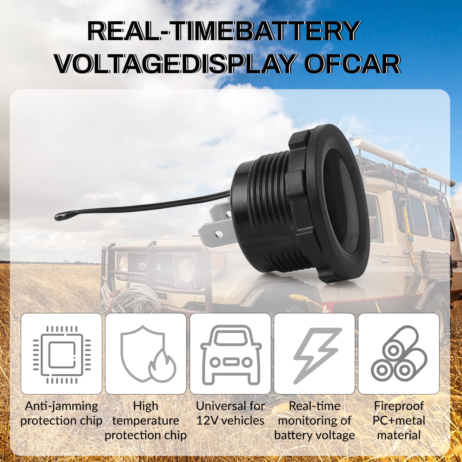 ROSEBEAR Misuratore di Temperatura Voltmetro Batteria Digitale per Auto Moto per Veicoli 12V