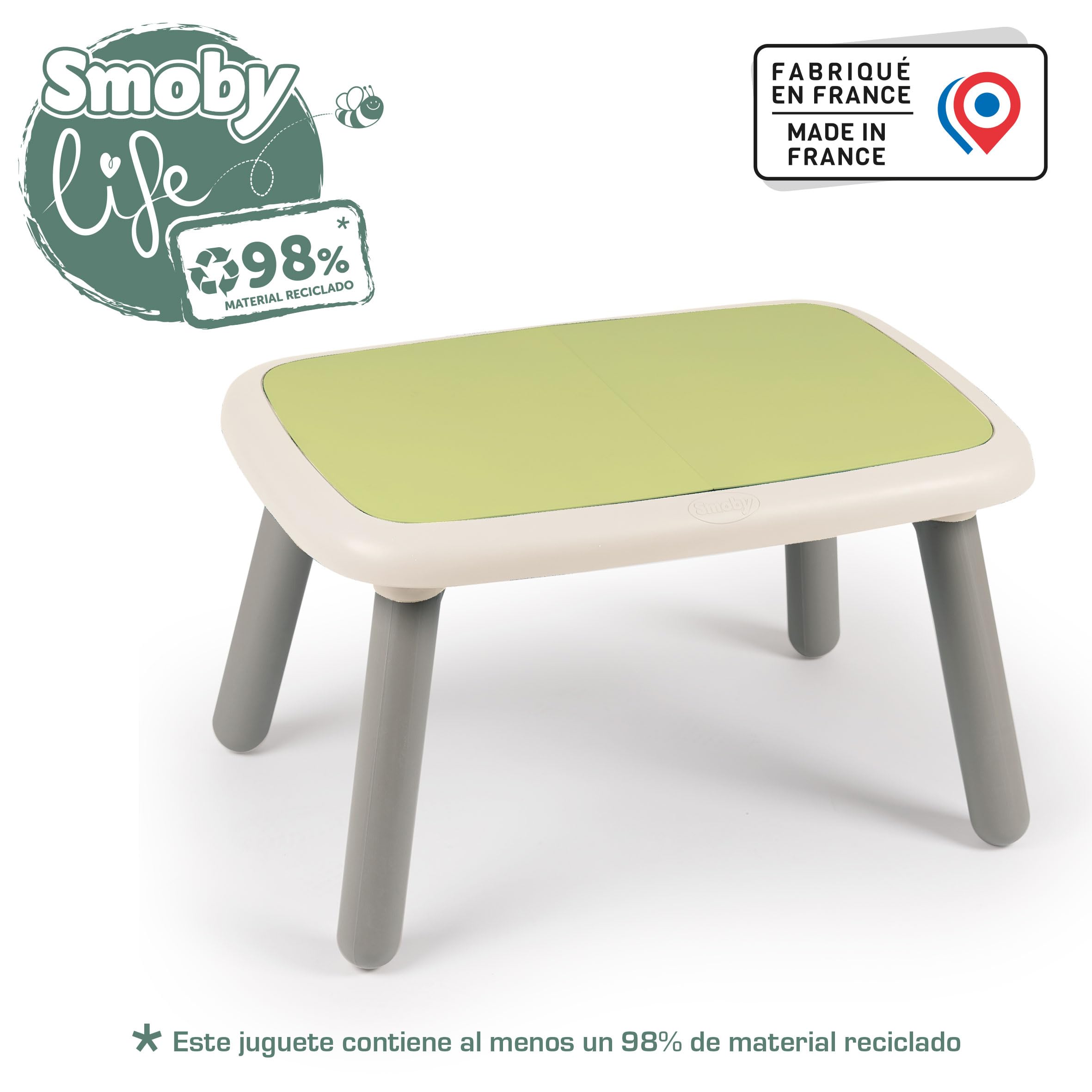 Smoby Life - Kindertisch - Aus recycelten Materialien, Stabiler Kunststoff, UV-beständig, für drinnen & draußen, ab 18 Monaten