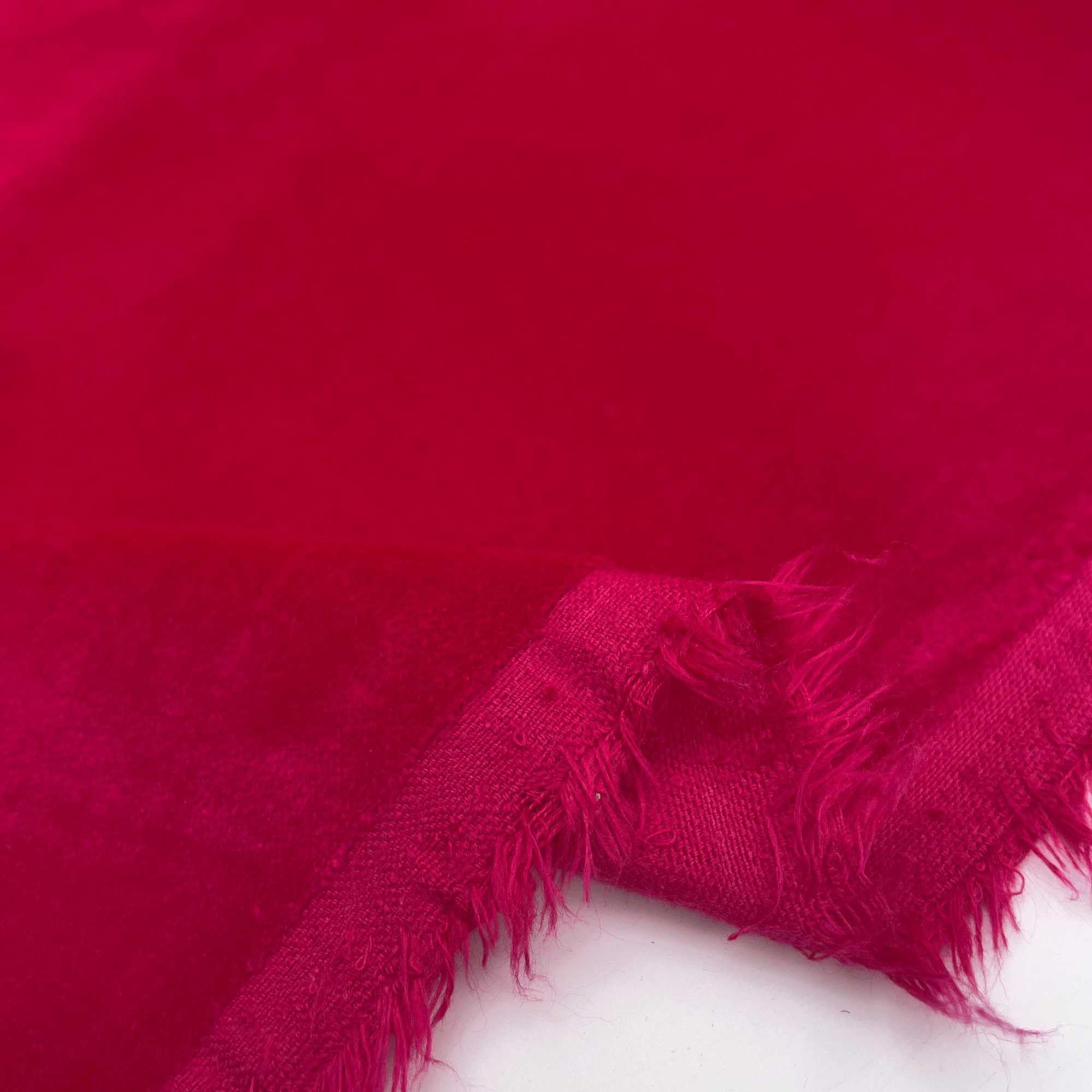 Plain 100% Cotton Velvet Super Soft Plush Pile Clothing Home Décor Upholstery Backdrop Tablecloth Curtains Fabric Material | 42" - 108 cm Wide (per Metre, Cerise Pink)