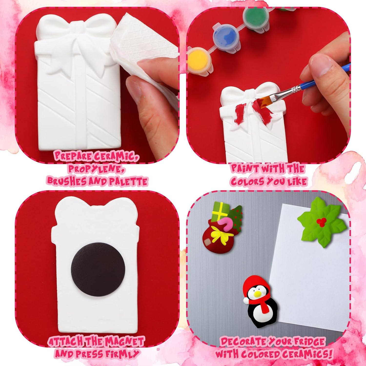 Sinmoe 12 Sets Christmas Ceramic Paint Kit for Kids DIY Ceramic Figurines