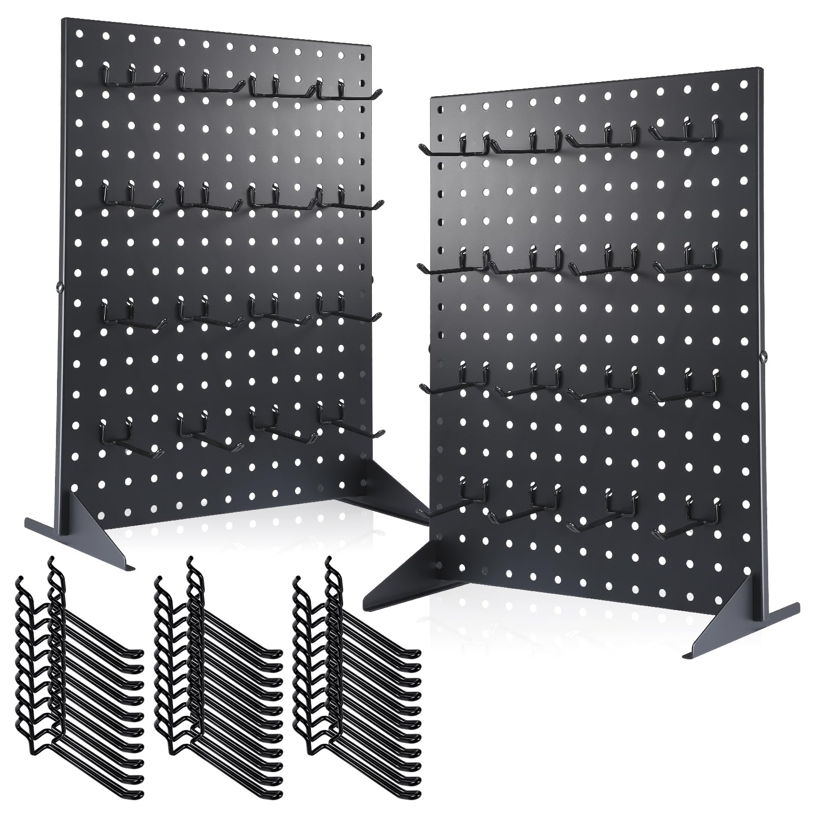 2 unidades Pegboard Display Stand 17 x 13 pulgadas tablero organizador | Pegboard - Expositor de mesa con 32 ganchos de metal, para joyas, llaveros, pegatinas