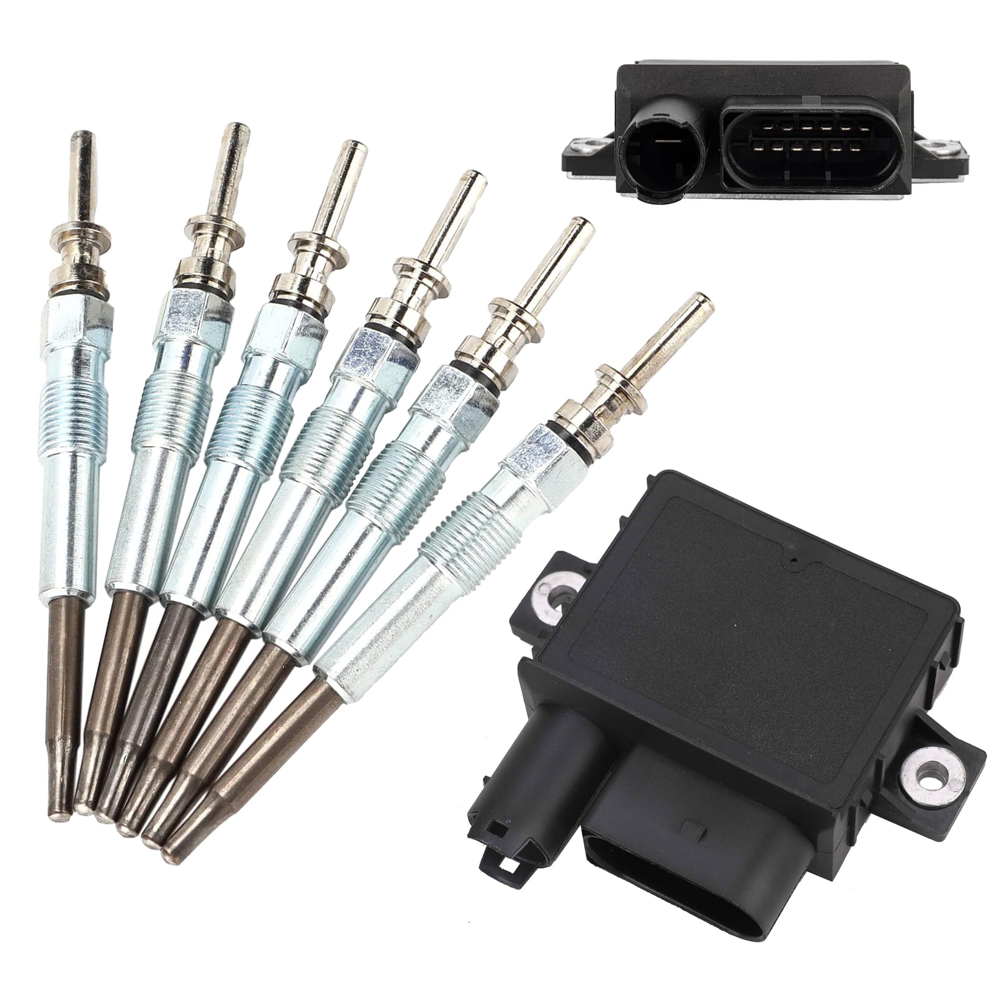 Partsline Kit relais de préchauffage + 6 bougies M10x1.0 compatible avec Série 3 5 X3 X5 X6 3.0d équivalent à 12217788327, 12237786869