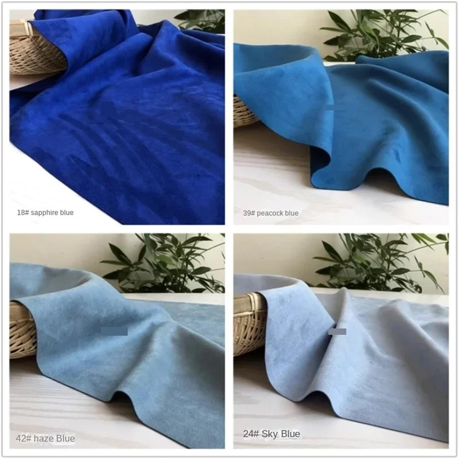 Suede Fabric Tela de punto elástica gamuza gruesa for falda, vestido, ropa, costura Diy por metro(Blue3)