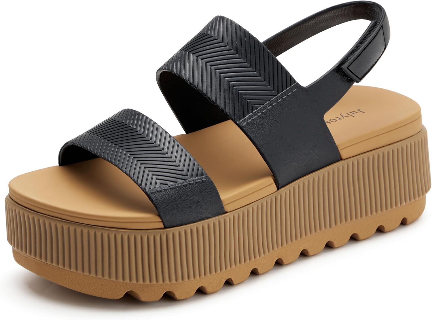 Julyrose Women's Platform Comfortable Chunky Wedge Sandals Lightweight Water-Friendly Lug Sole Summer Beach Sandals for Women