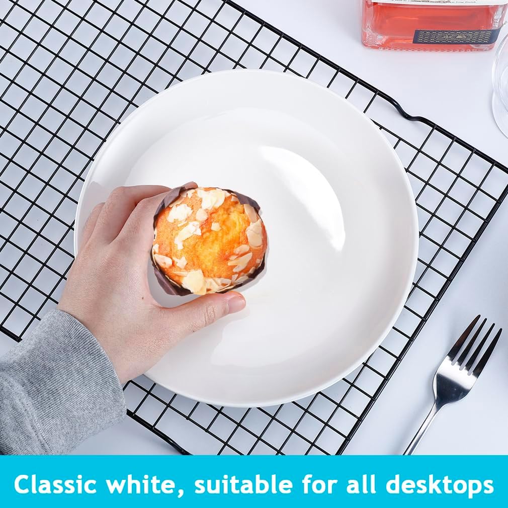 6PCS Ceramic Appetizer Plates, 8 Inch White Ceramic Plate, Round Porcelain Serving Plates, Microwave Dishwasher Safe, Porcelain Salad Plate Small Dinner Plates for Appetizers Dessert Salad