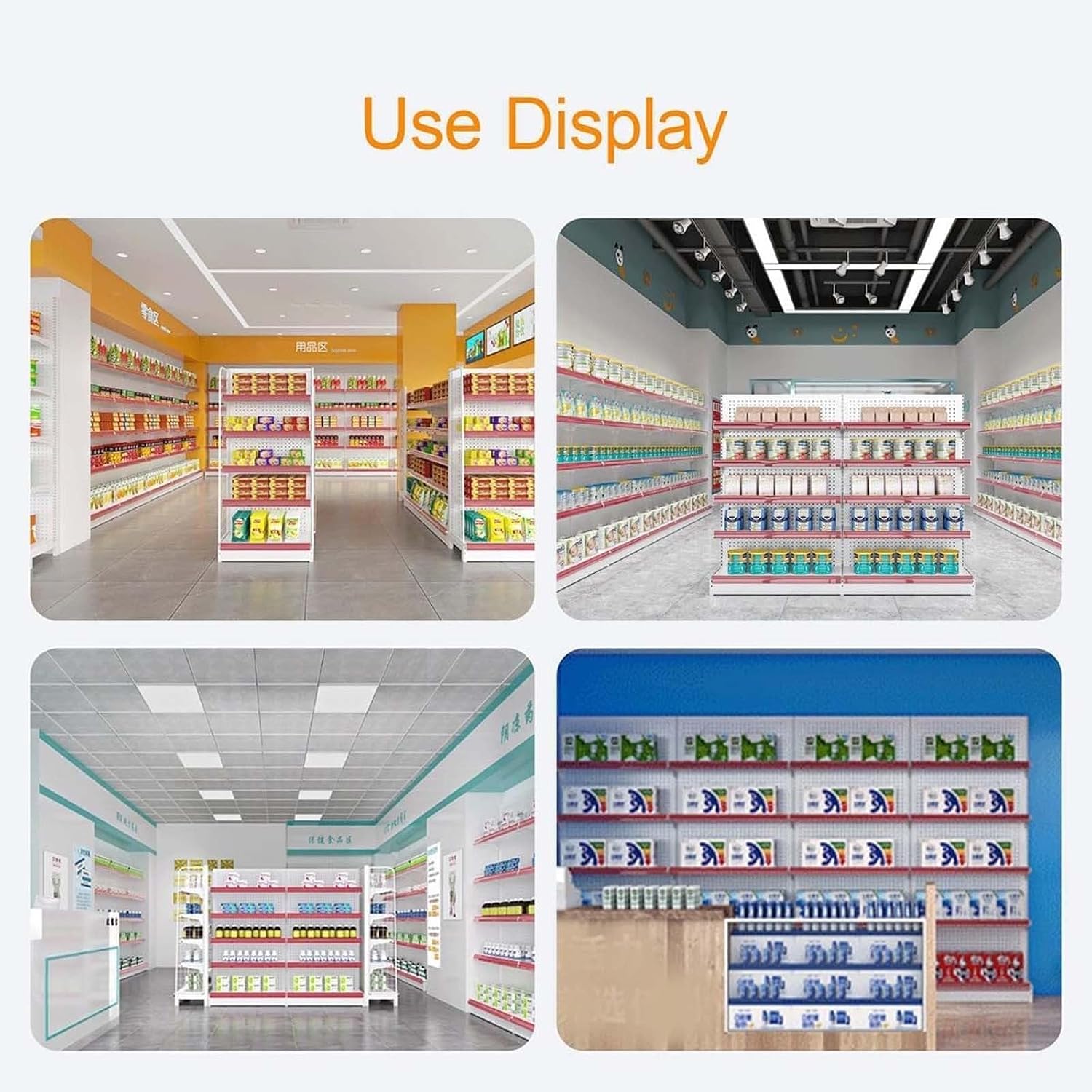 Supermarket Shelves, Wall Display Rack, Store Display Gondola Shelving, Retail Gondola Shelving, for Convenience Grocery Office Supply Or Liquor Stores(39.3 * 53.1in)