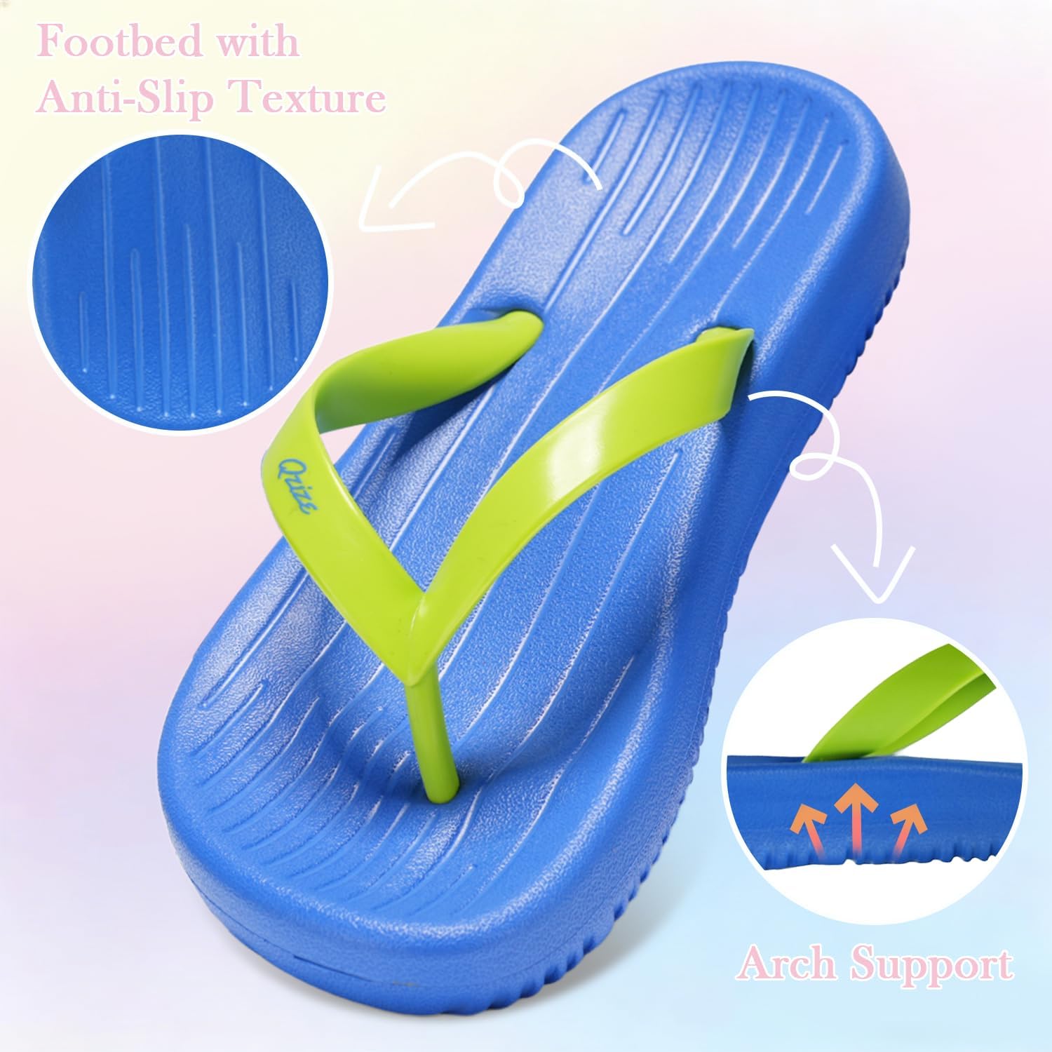 TIKVAW Kids Flip Flops | Quick-Dry EVA Beach & Pool Water Sandals for Boys and Girls | Lightweight Slip-On with Arch Support for Walking