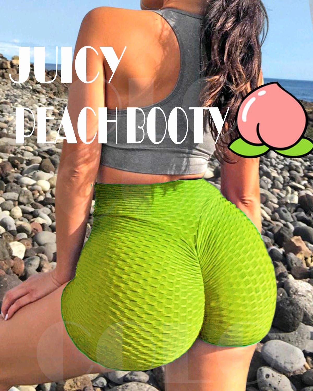 COLO Pantalones cortos de levantamiento de glúteos, leggings de entrenamiento de cintura alta con textura