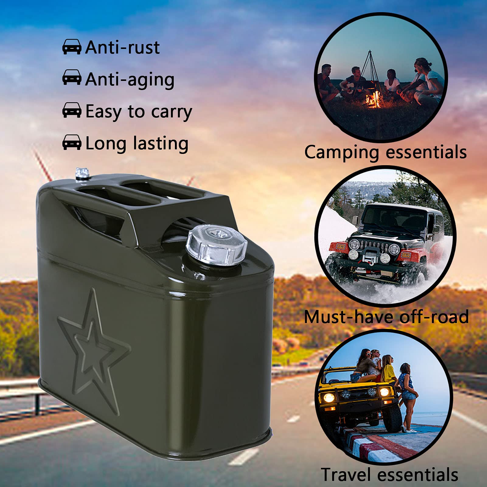 Benzinkanister Benzin/Diesel, TÜV-geprüfter Produktion, Reservekanister Kunststoffkanister für Benzin & Diesel Kanister für Kraftstoff inkl. Ausgießrohr,5L,10L,15L,20L,30L