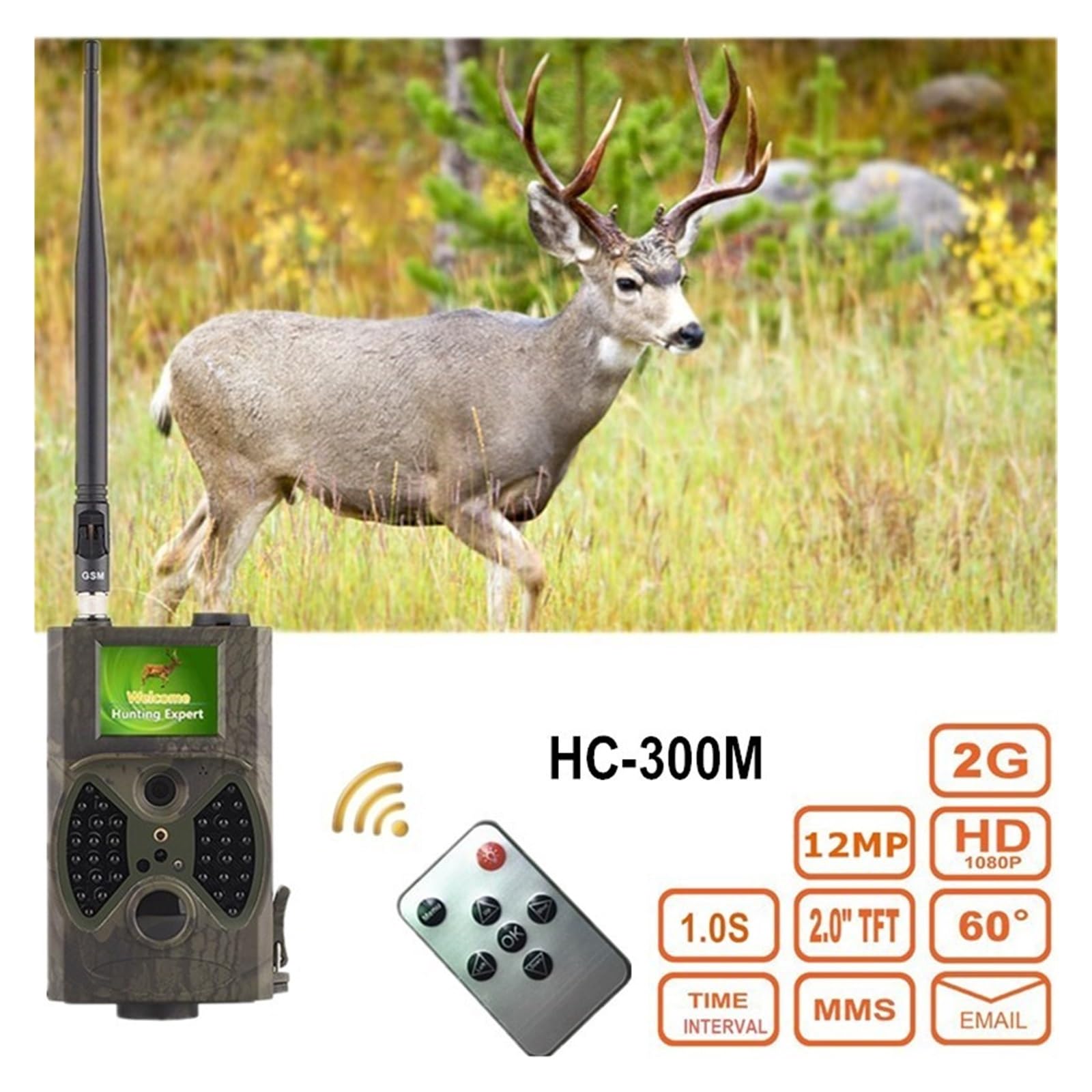 Trail Camera Cellular Wildlife Cámaras De Caza Inalámbricas Night Vision Photo Trap Tracking(Solar Panel)