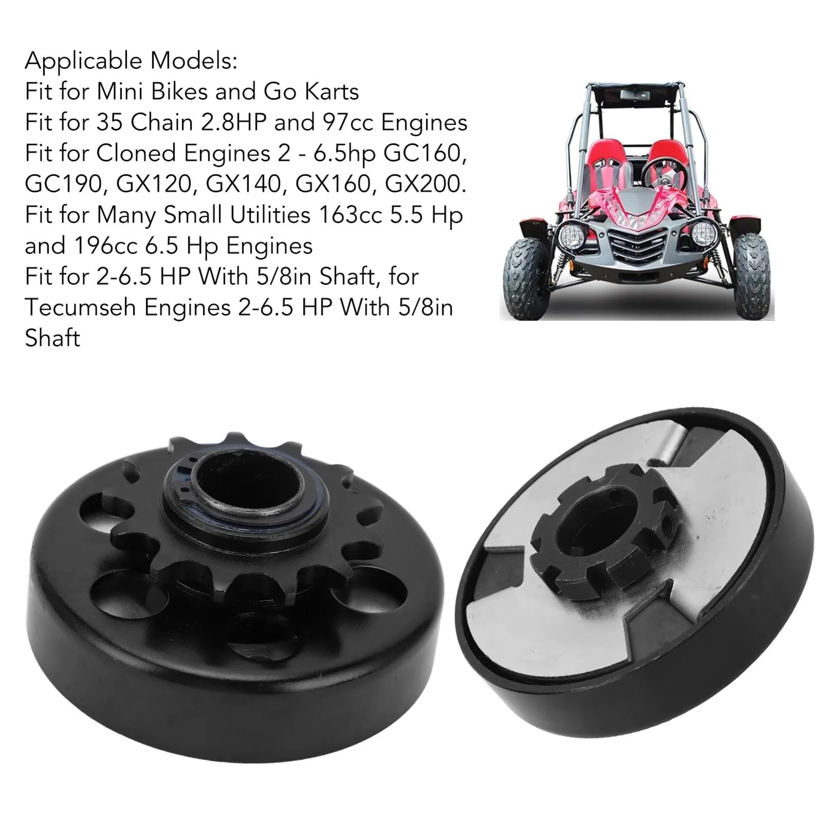 Kit frizione completa Frizione centrifuga con foro in metallo da 1 pollice, 13 denti, 2300 giri/min, 13 CV, frizione per impieghi gravosi, per catene da 40, 41 e 420