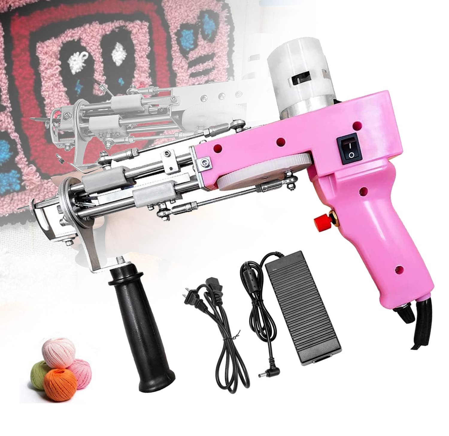 Pistolet à touffeter pour tapis 2-en-1 poils coupés et bouclés pour création textile