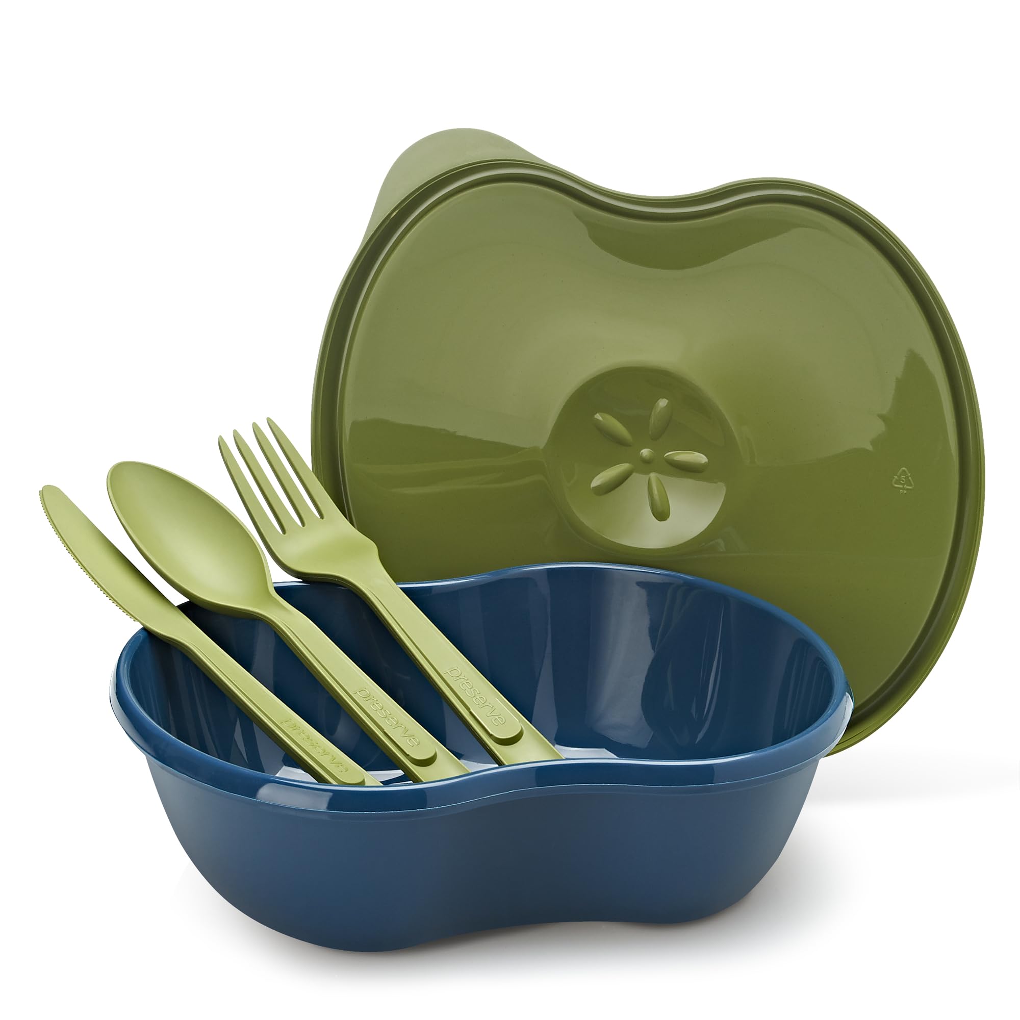 Preserve Lunch Kit Food Storage in Partnership with Chobani, Sandwich Container with Cutlery (Fork, Knife, Spoon), Blue, 1 Count