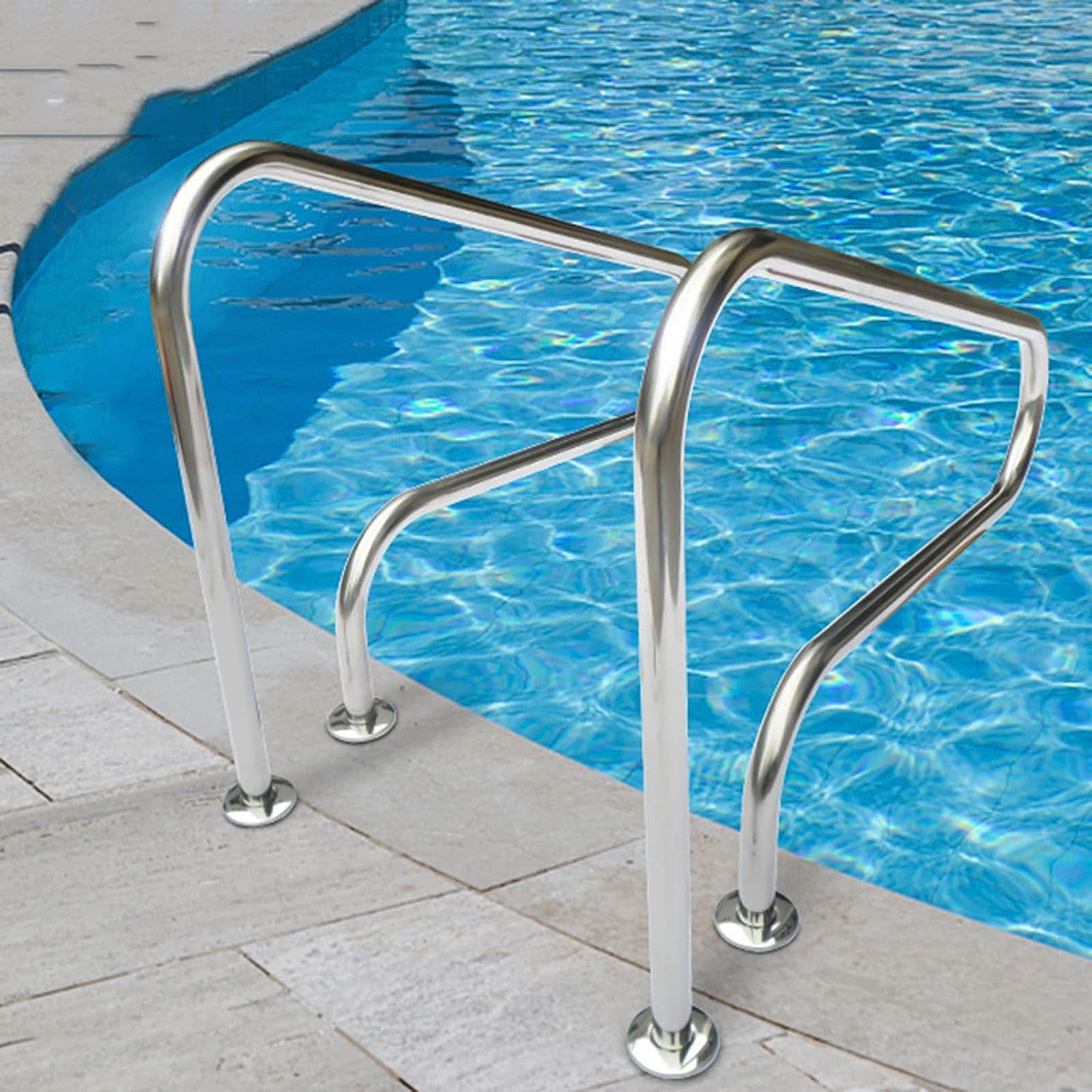 Genérico Barandilla para Piscina Pasamanos para Piscina Manijas de Escalera de Acero Inoxidable 304 Soportes para pasamanos Adecuado para Piscinas sobre el Suelo/jardín en el Patio Trasero No empotra