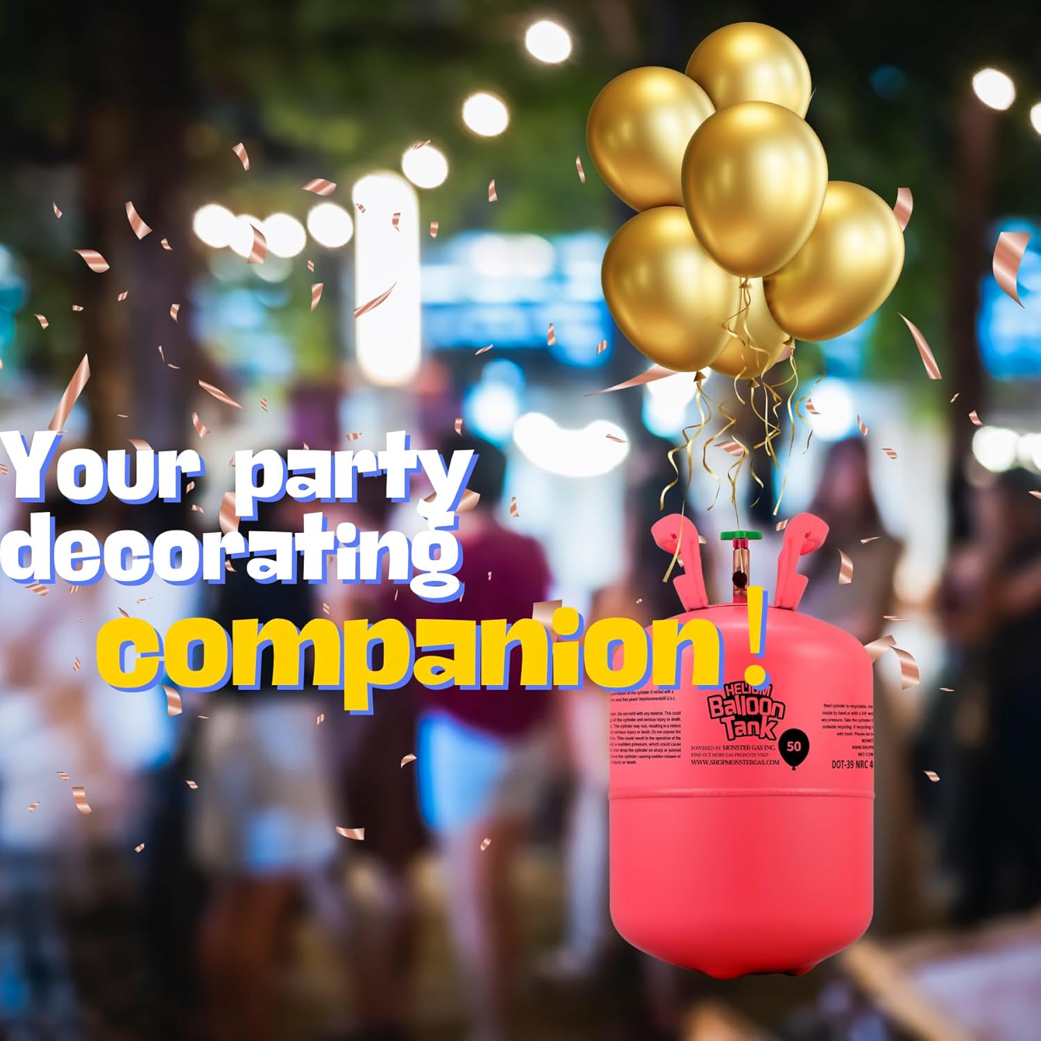 22L Helium Tank for Balloons at Home, Premium 99.99% Pure Helium Gas Kit, Inflates 100 9“Latex Balloons, Ideal for Birthdays, Weddings, Baby Showers (1-Pack)