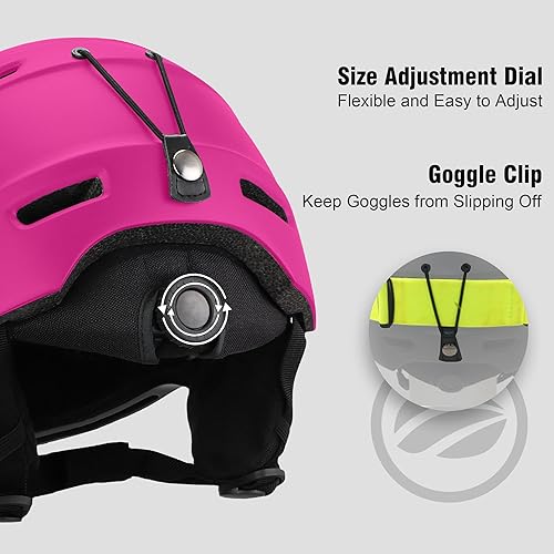 Miniatura 18 de Casco de esquí para adultos, casco de snowboard para hombres y mujeres jóvenes, casco de deportes de nieve certificado para esquí, snowboard