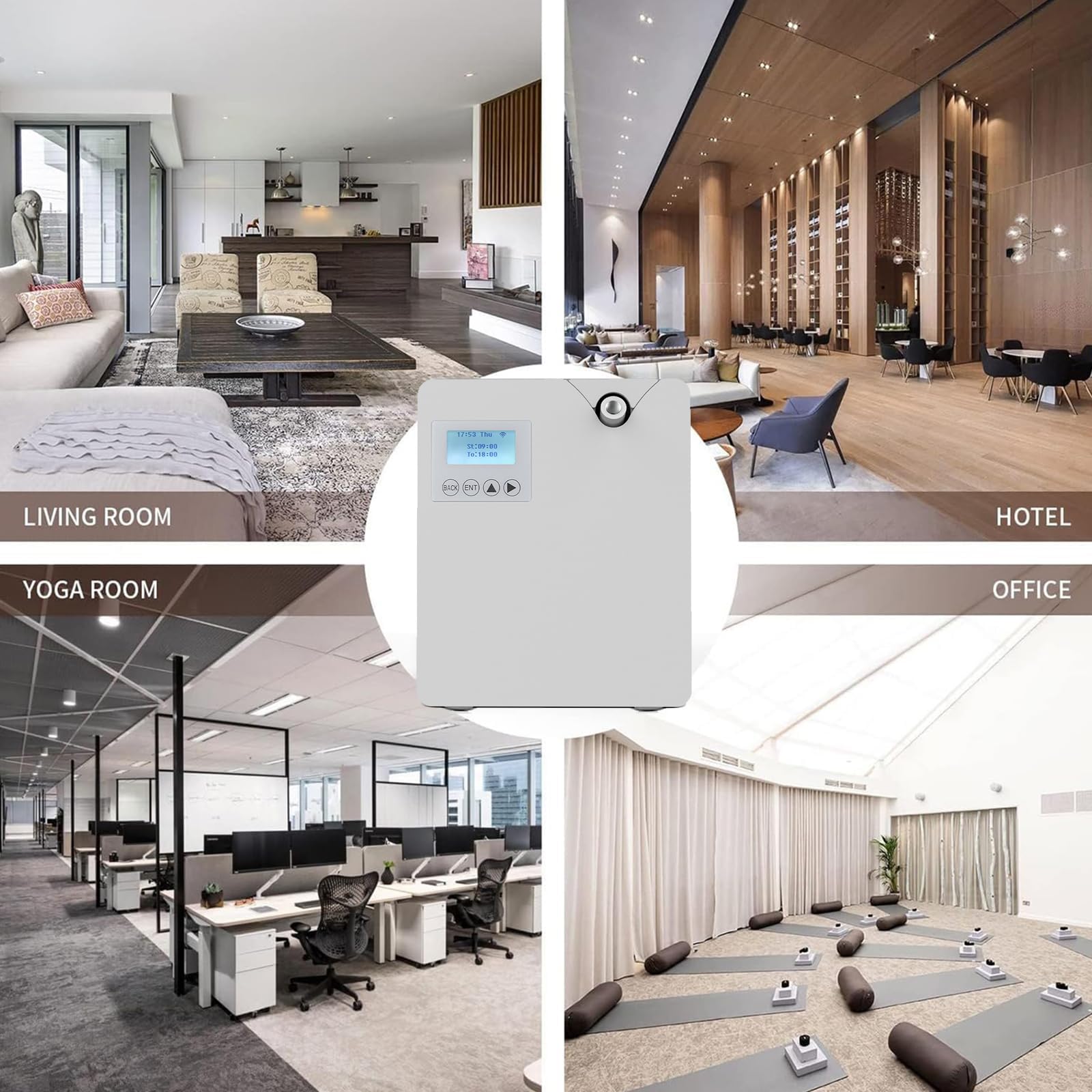 Máquina de Aire Aromatizado Inteligente – Difusor de Aceite Esencial de 300ml sin Agua con Tecnología de Nebulización y Control por App, Cobertura hasta 400m³, para Casa, Hotel & SPA Black