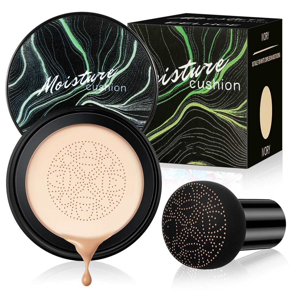 Poduszka powietrzna z głową grzyba CC Cream, Beauty Mushroom, kremowa poduszka powietrzna, podkład, korektor, krem BB, nawilżający, rozjaśniający, równomierny odcień skóry (kość słoniowa)