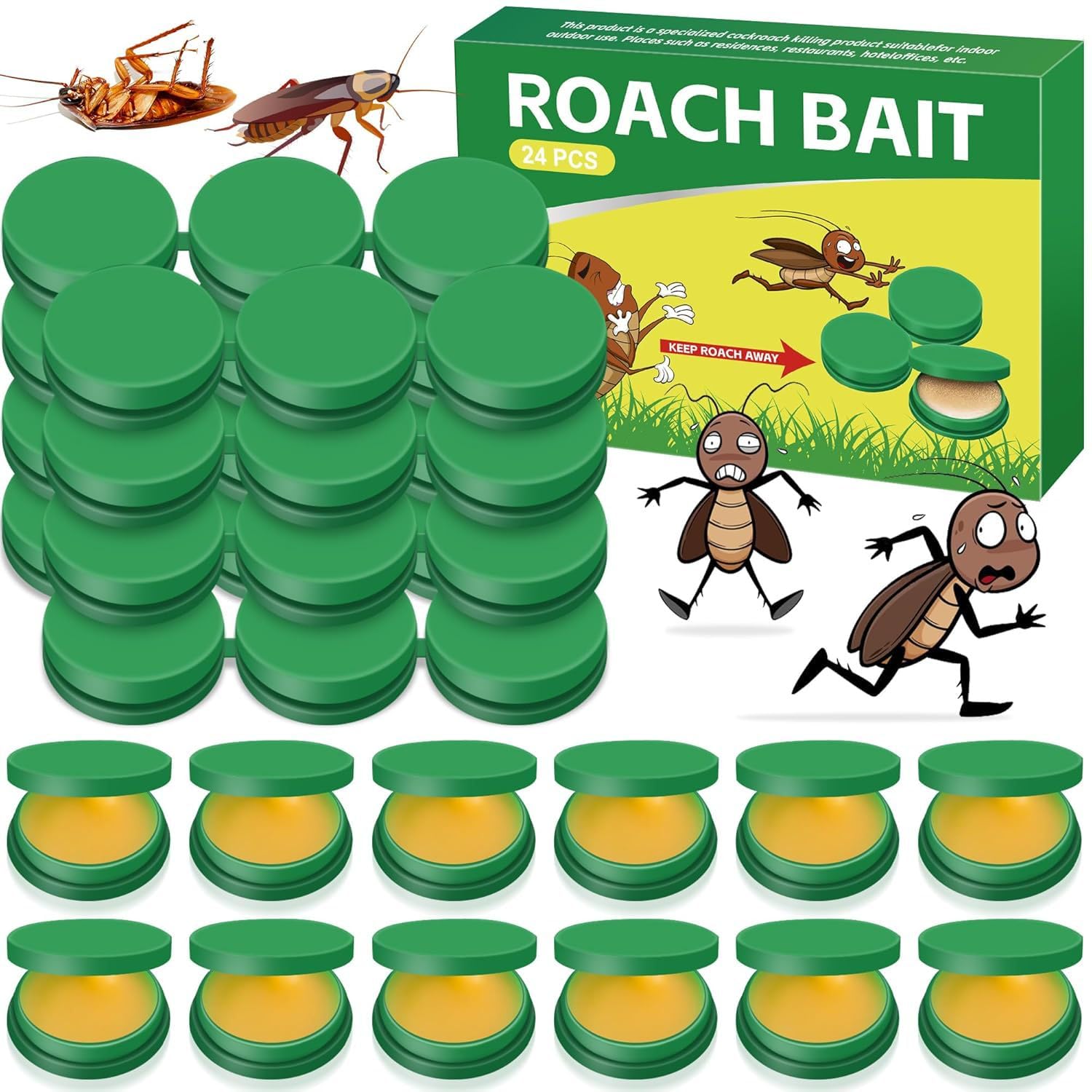 Trappola per scarafaggi 24 pezzi – trappole per scarafaggi per interni – trappola premium per scarafaggi e scarafaggi – verde medio