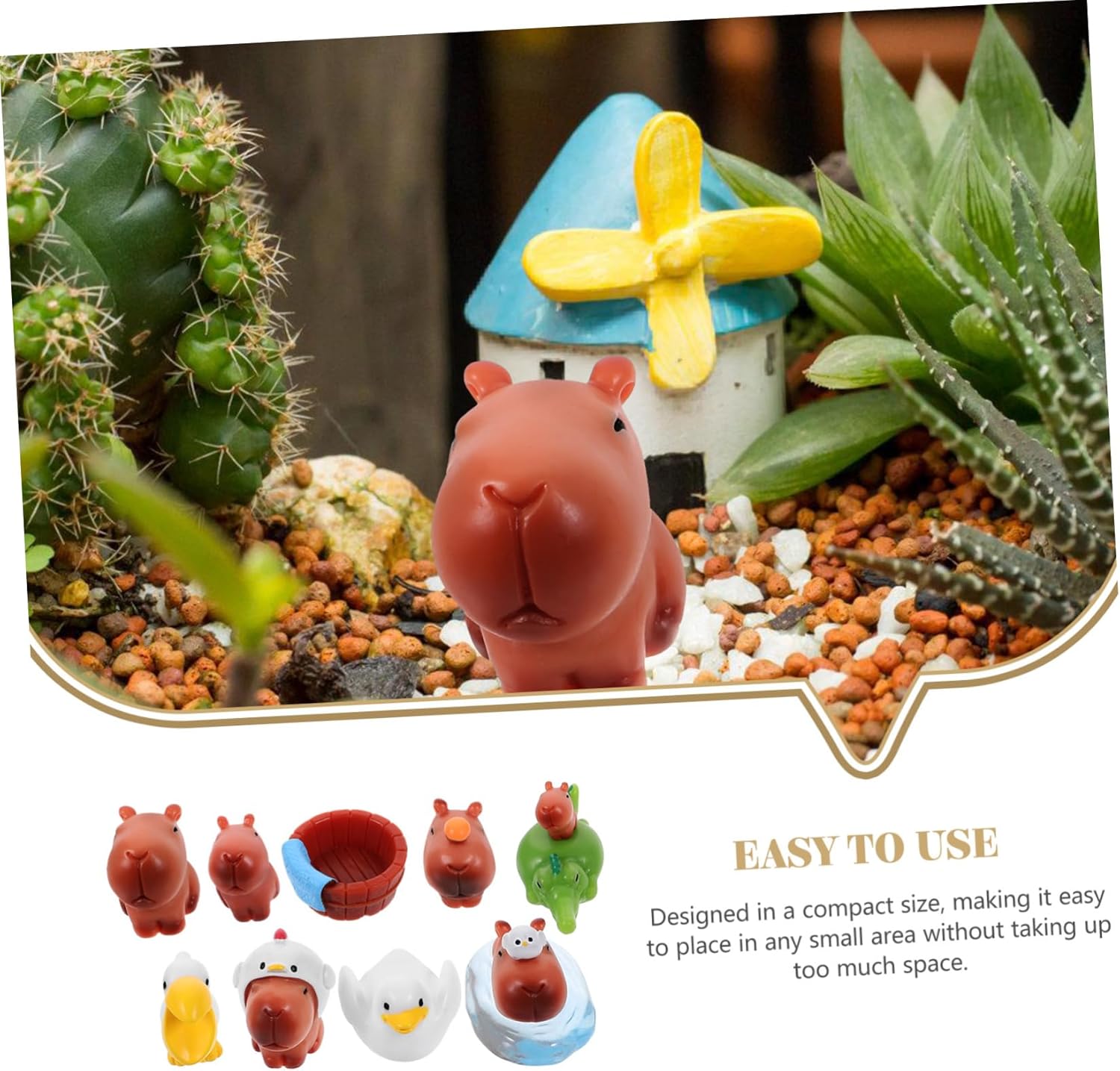 Toyvian 10Pcs Capybara Decorations Miniature Animal Figurines for Micro Landscapes Cute Desktop Ornaments Ideal Gift for Kids and Nature Lovers
