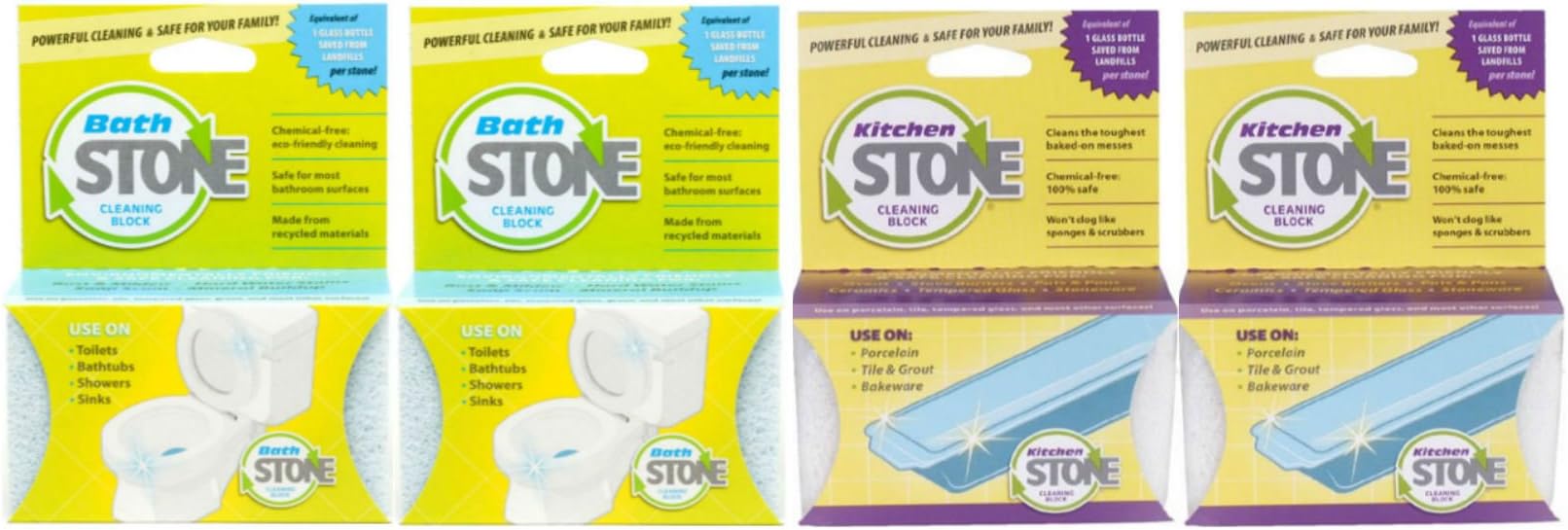 EarthStone BathStone Cleaning Block (2 Blocks) and KitchenStone Cleaning Block (2 Blocks) - Value Pack!
