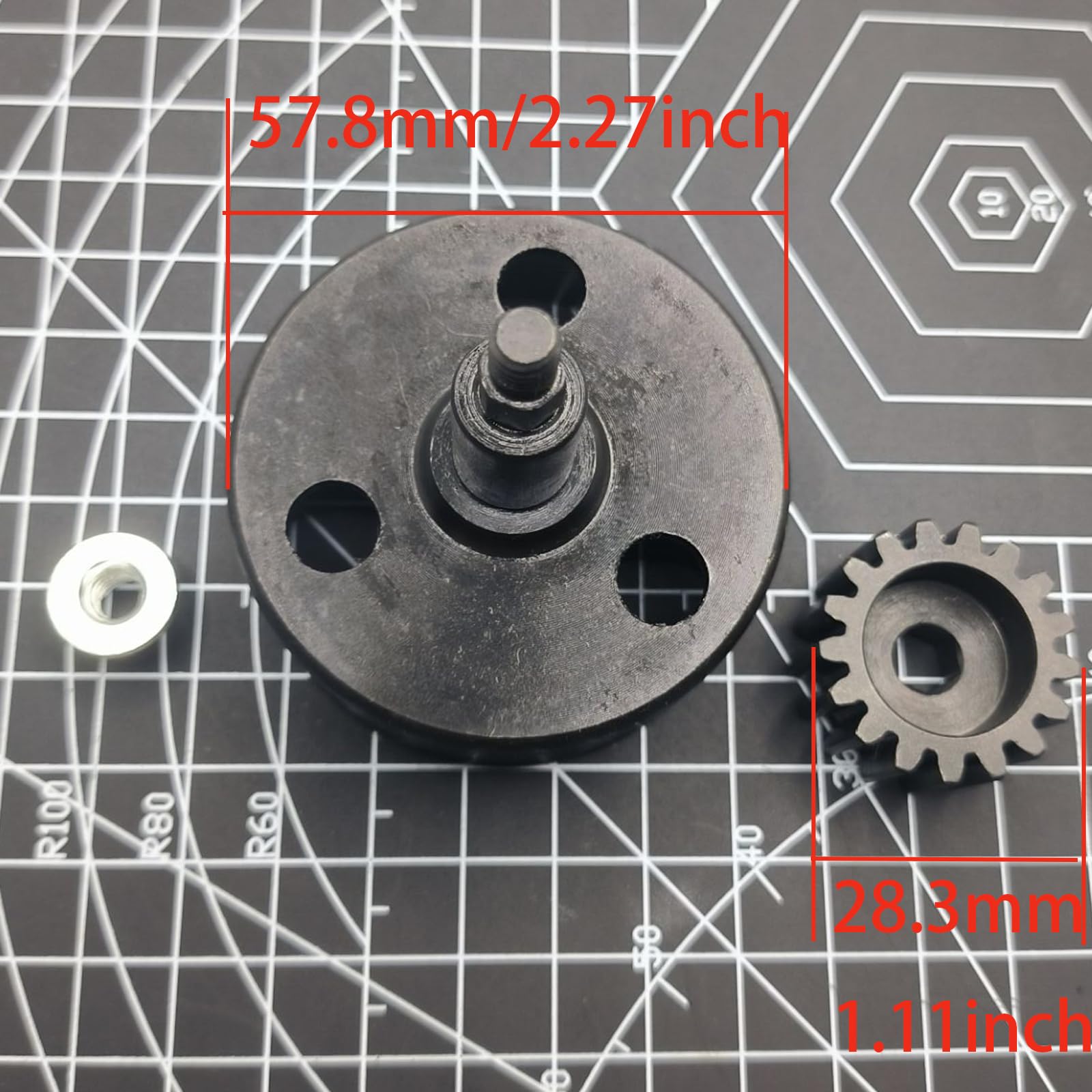 AFDHGS Alloy Clutch Bell and 17T Hardened Steel Pinion Gear Upgrade Set for 1/5 RC Hpi Baja 5B 5T 5SC - Enhanced Nut Fastening