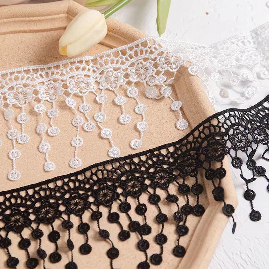 3 Yard White Embroidered Lace Edge Trim Ribbon Applique DIY Sewing Craft Crochet Fabric Edging