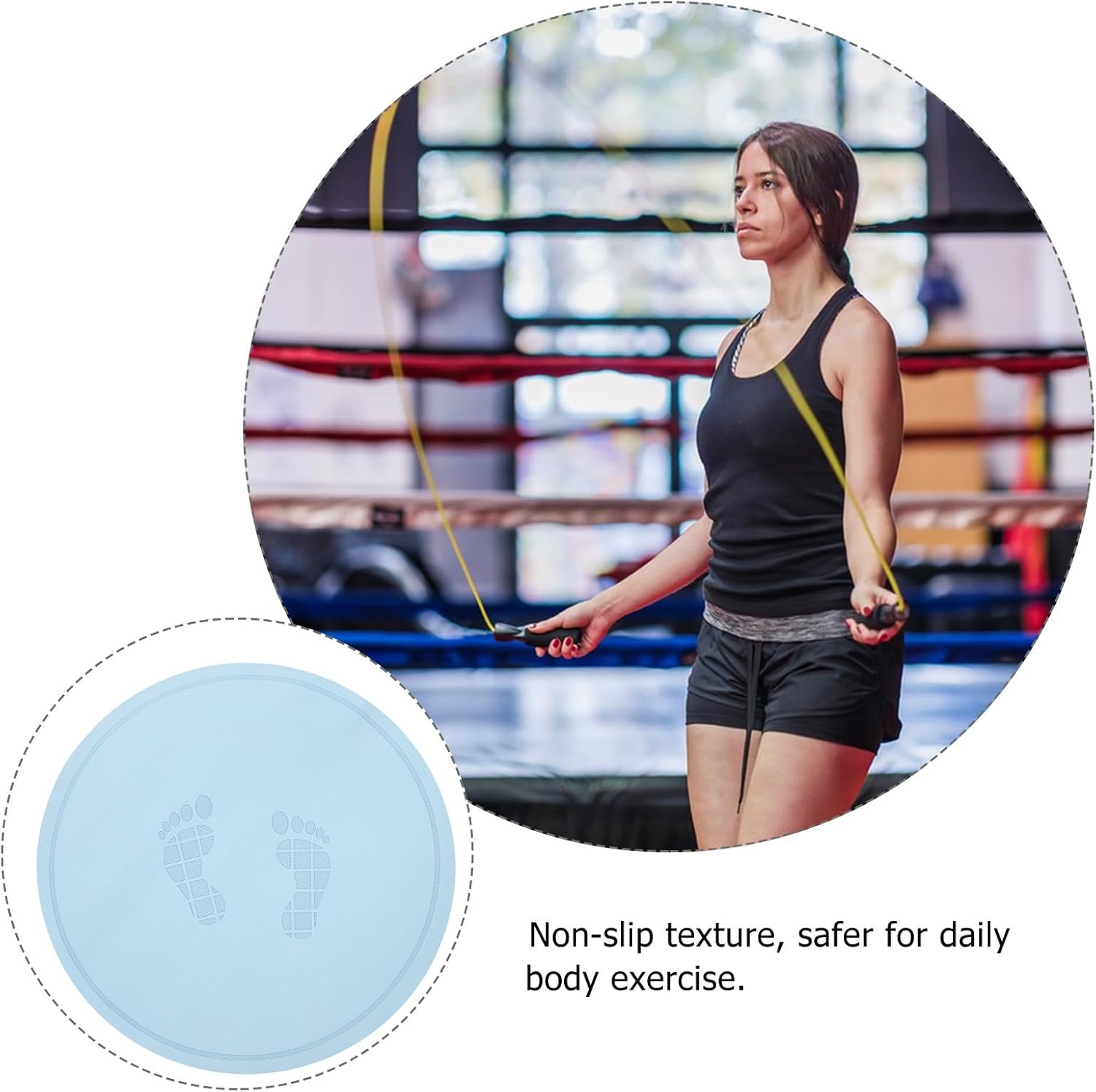 Round Shock-absorbing Skipping Mat with Non-slip Cushion for Indoor Exercise and Jump Rope Workouts Lightweight Comfortable Foot Protection Mat with Mute Design