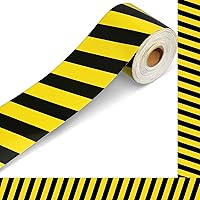 Vista 1 de Outus Bordes de tablero de anuncios con temática de construcción de 68 pies, decoración de aula de regreso a clases, rayas amarillas, borde