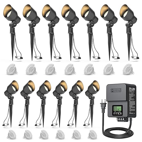 VENUS MANUFACTURING Focos al aire libre, iluminación de paisaje, luces de punto de bajo voltaje, 3 W, luces LED al aire libre con transformador